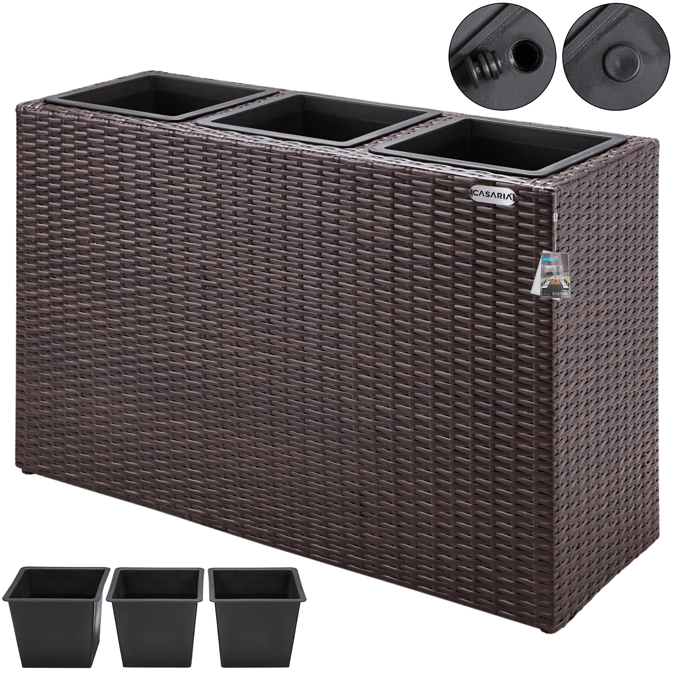 Polyrattan Blumentopf Braun 83x30,5x60cm