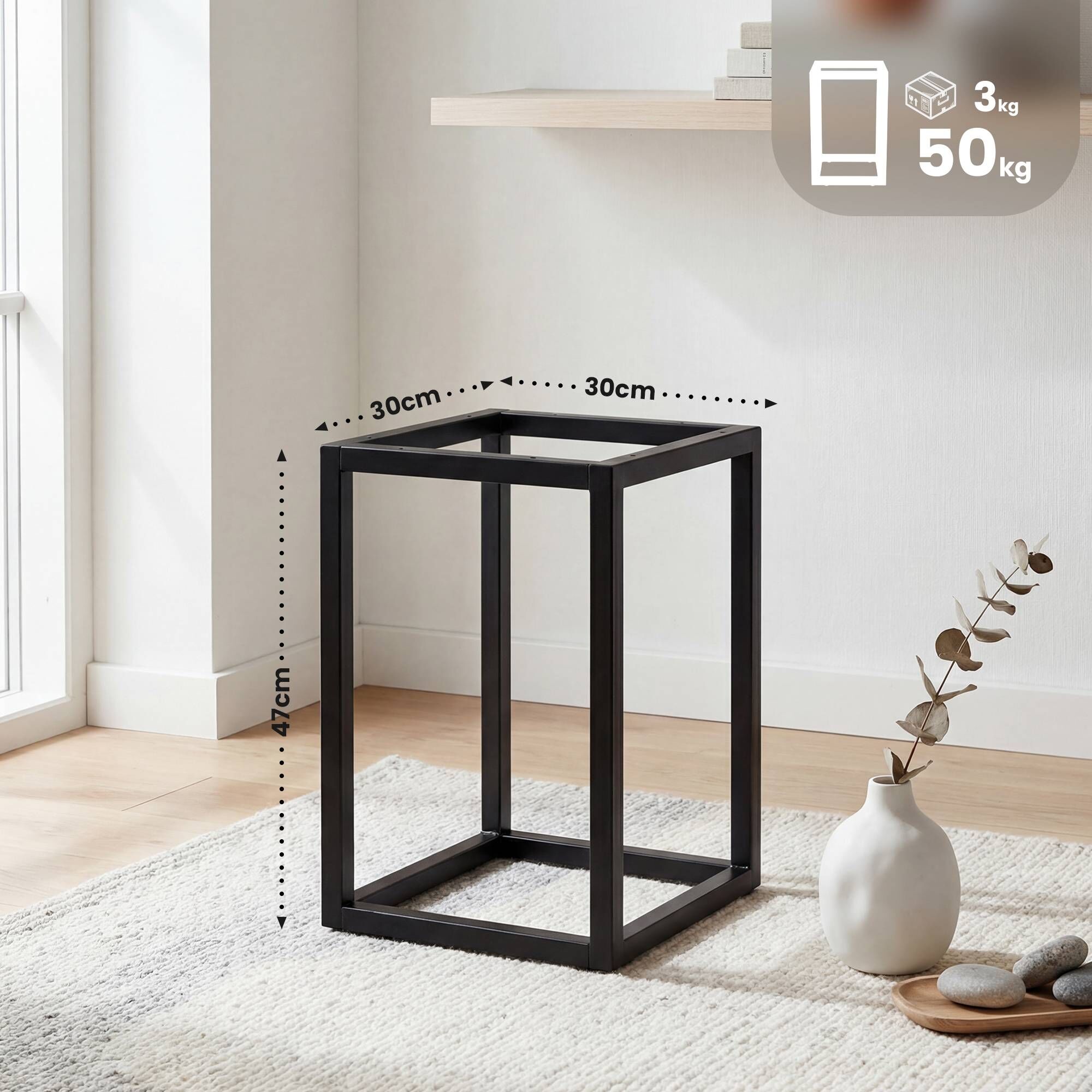 Tischgestell Metall 30x30x47,50 cm, schwarz