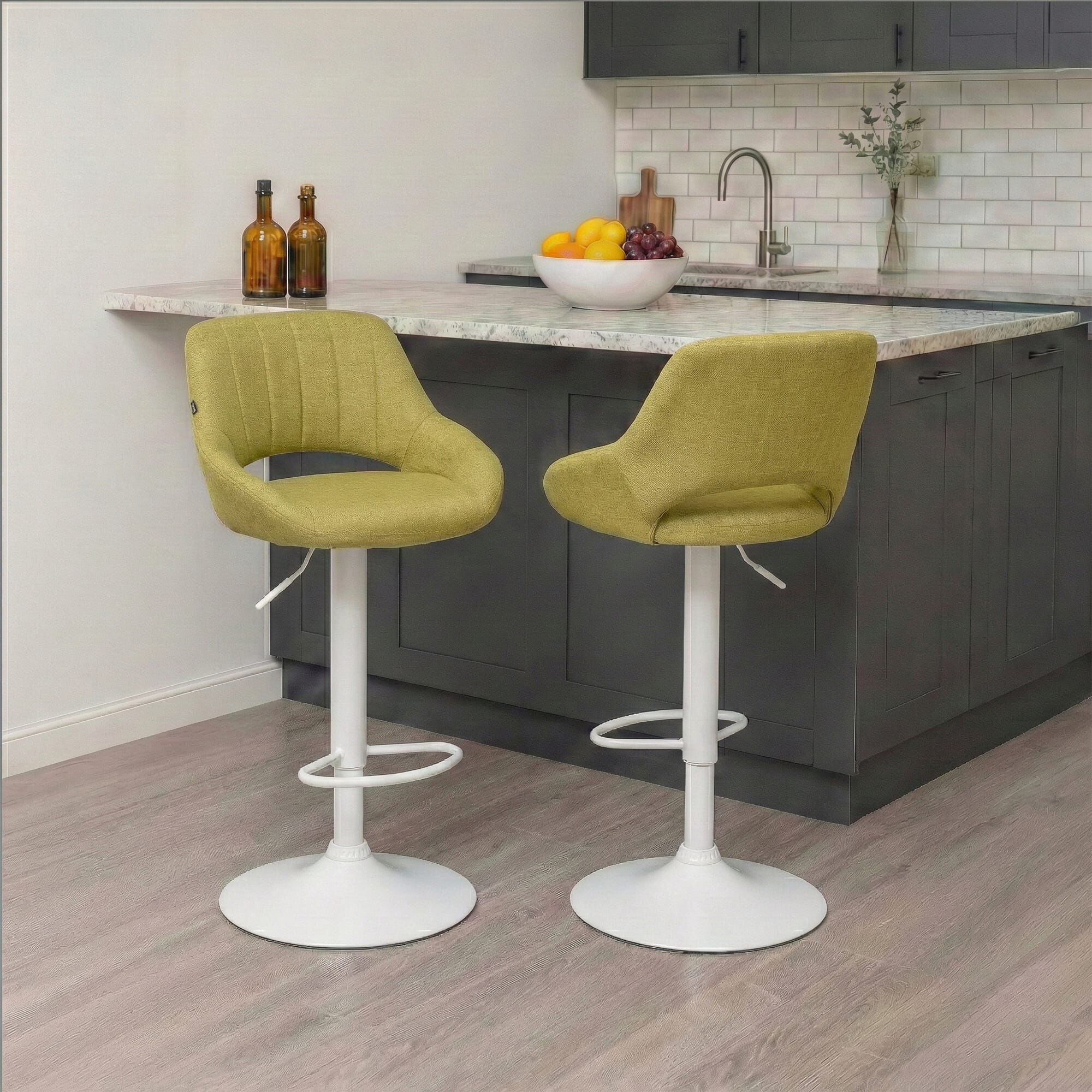 Barhocker Milet Stoff weiß, grün