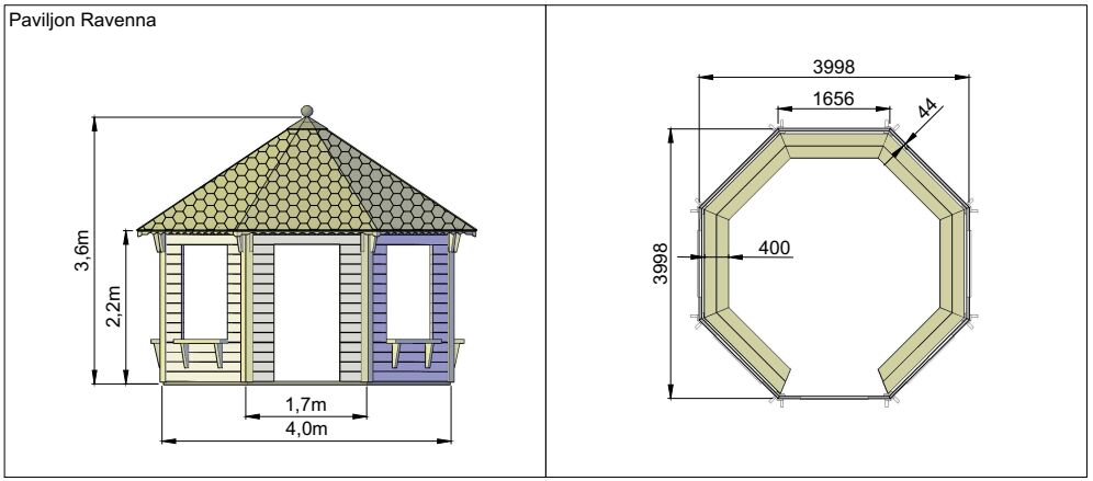 Pavillon Ravenna 12 m2 offen, schwarz