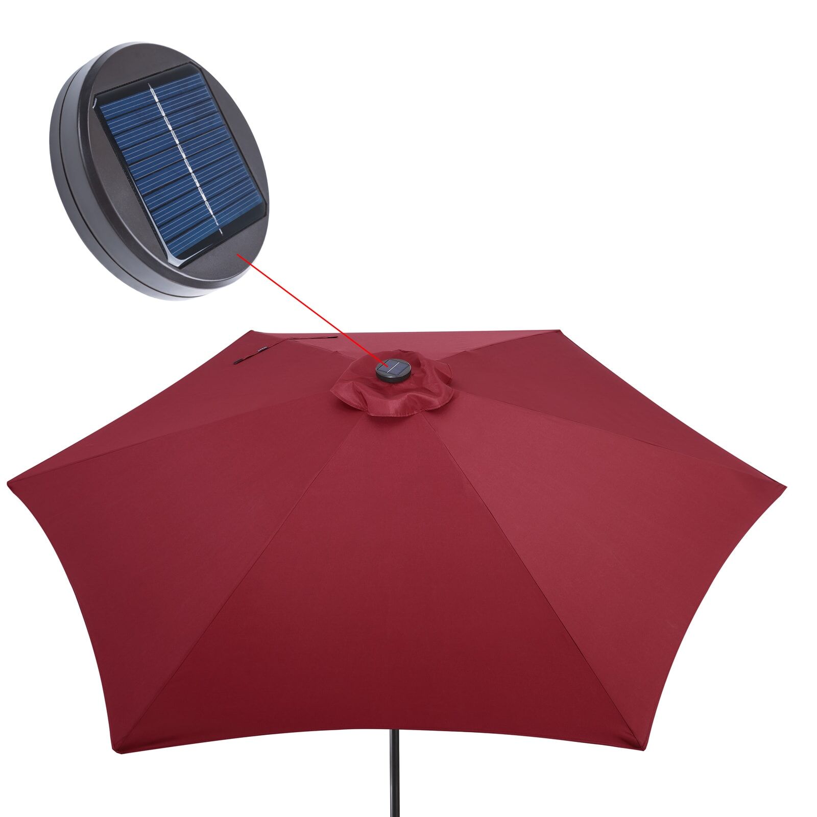 LED Solar Sonnenschirm Miami Rot Alu Ø270cm UV-Schutz 80+