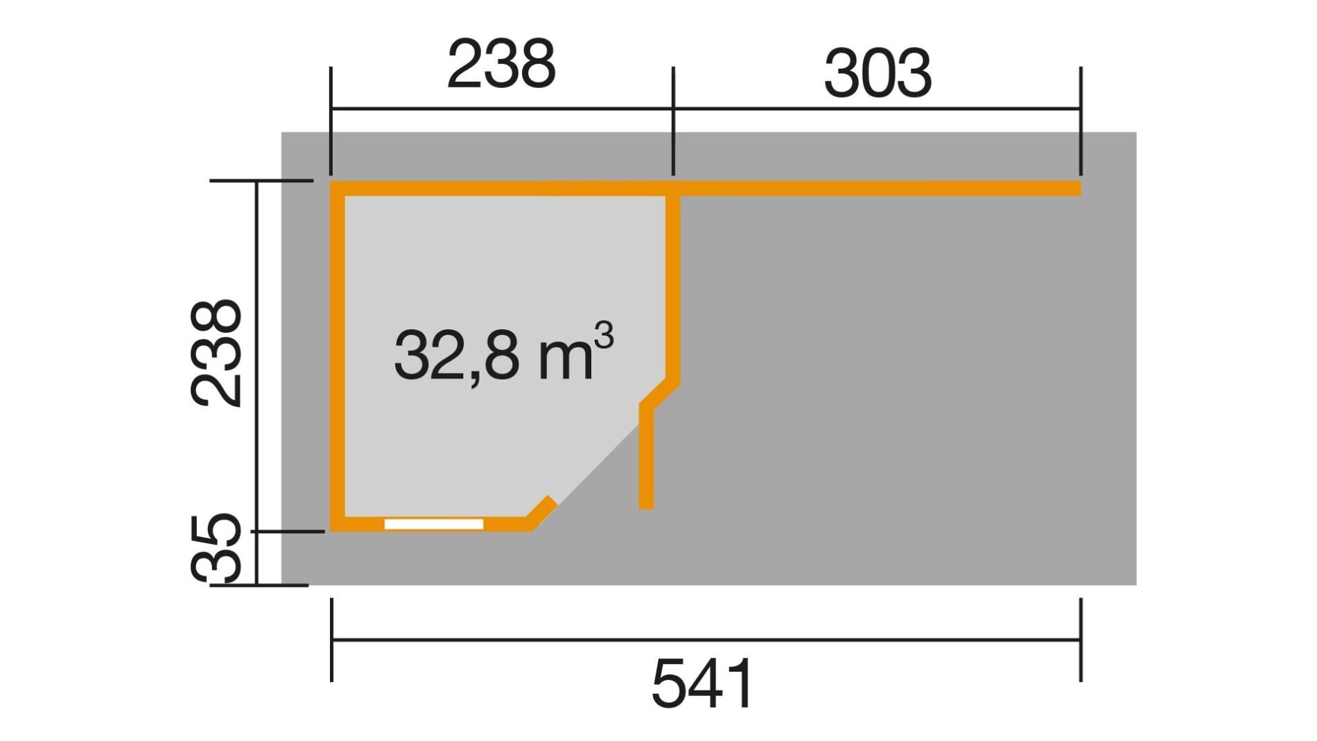 weka Design-Gartenhaus 213 Plus B 5,9x2,8m, Naturbelassen