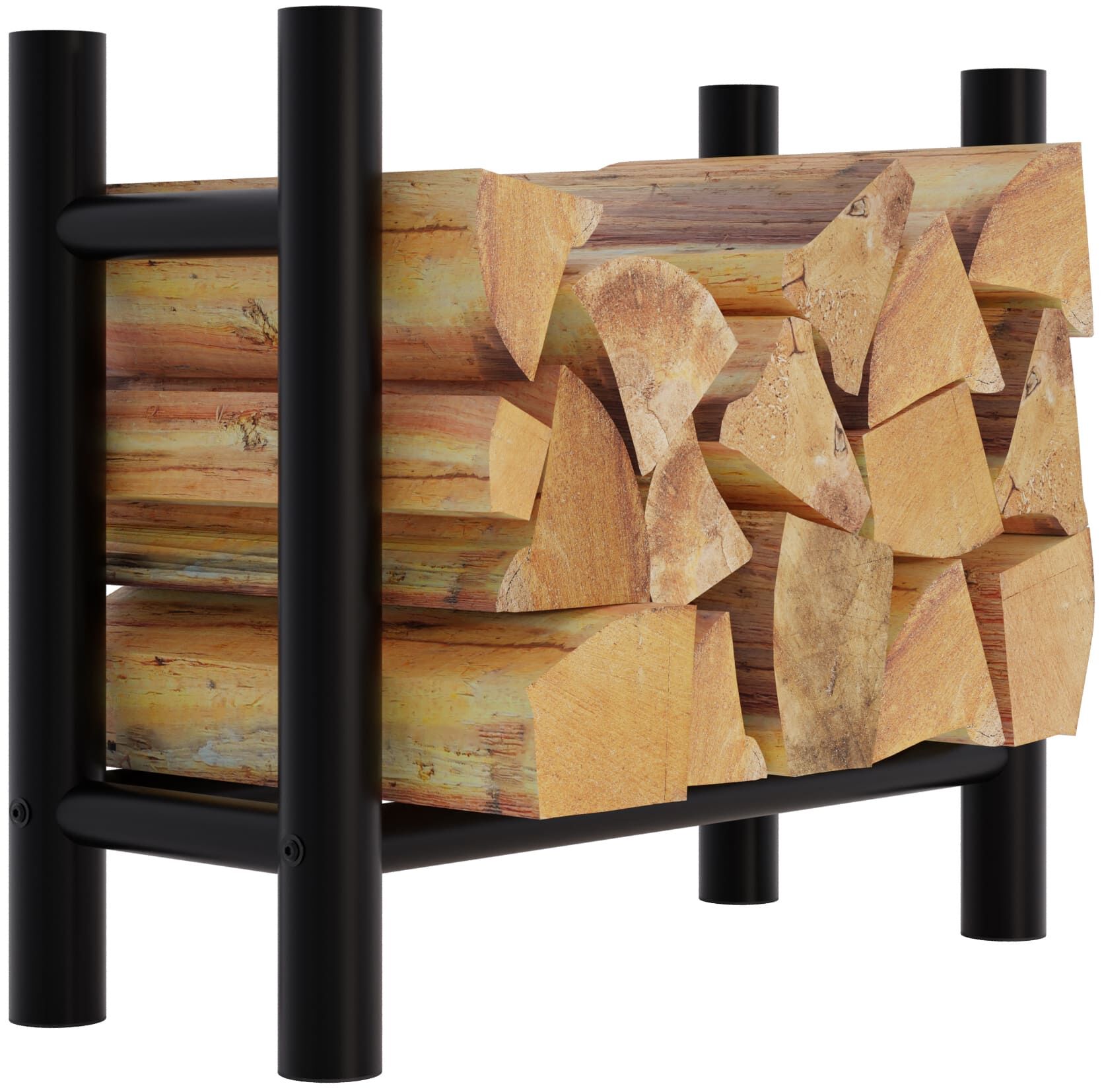 Kaminholzständer Medya rund 30x60x60 cm, schwarz