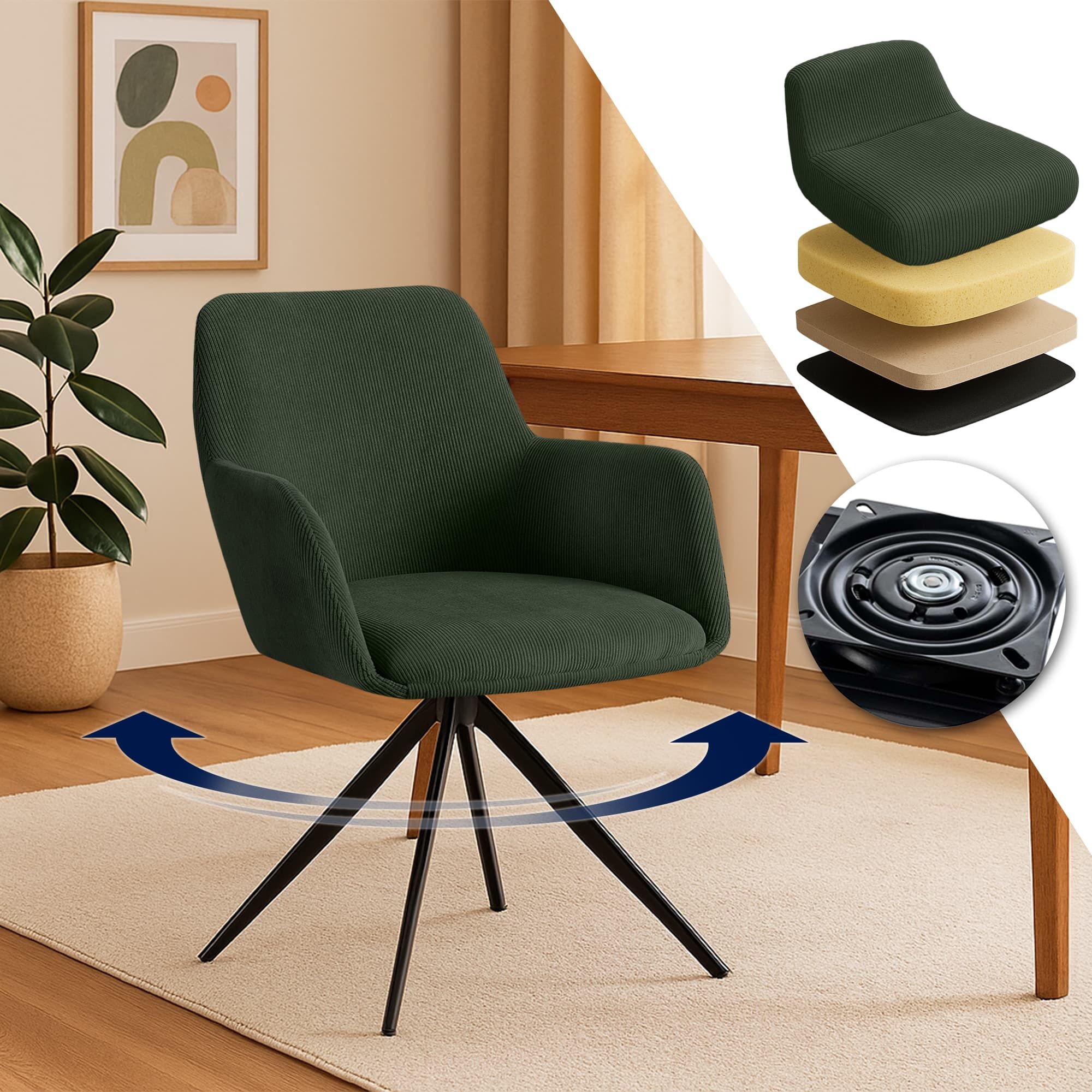 Esszimmerstuhl Olema Cord, grün