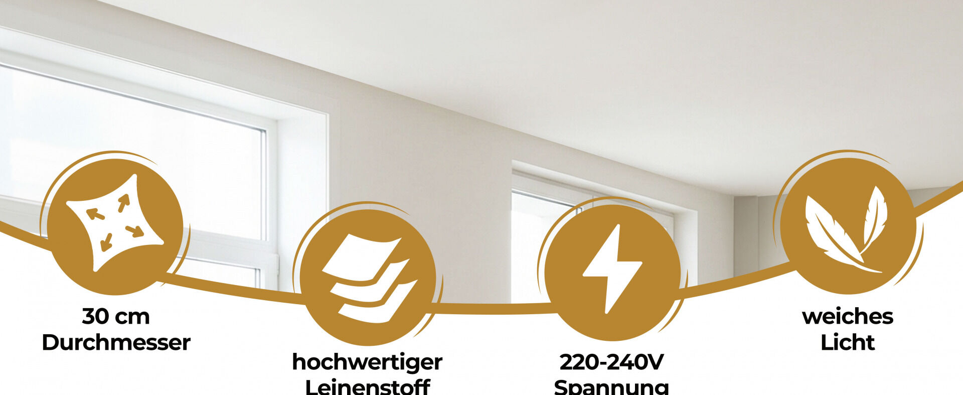 Deckenlampe Taupe Stoff Ø30cm