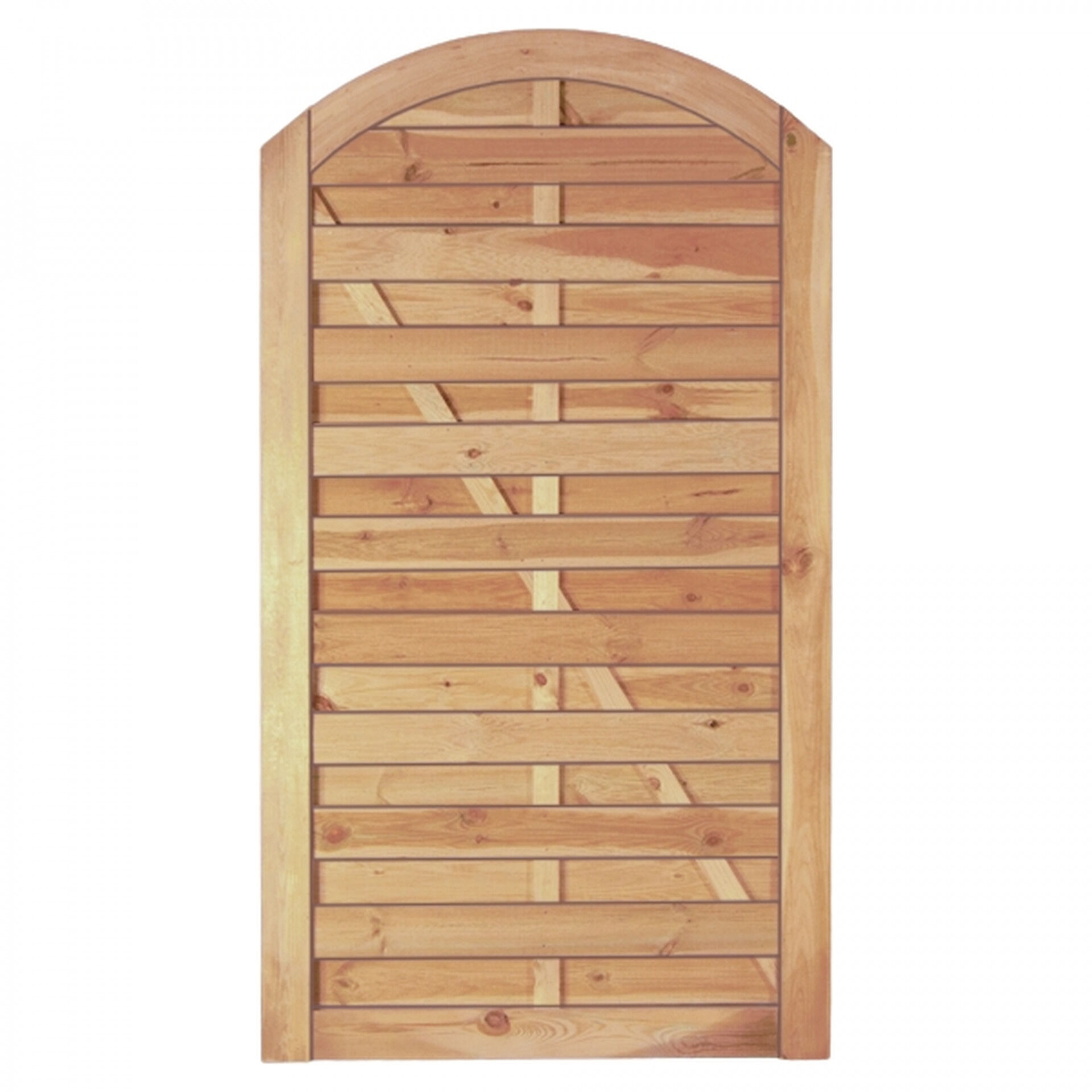 Maxi-Bogen Tor 100 x 180/160 cm, Rahmen 45/90 mm, ohne Beschlag, kdi grün, Lamellen geriffelt &amp; geschraubt