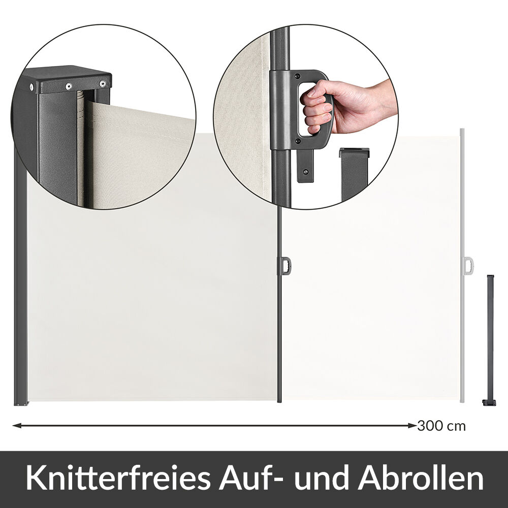 Seitenmarkise Nosara Creme 180x300cm ausziehbar