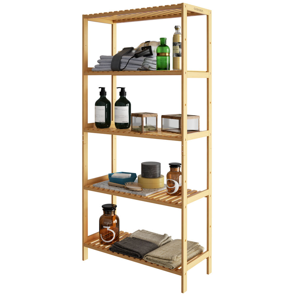 Standregal Badregal Bambus 130x60x26cm Ablagen höhenverstellbar