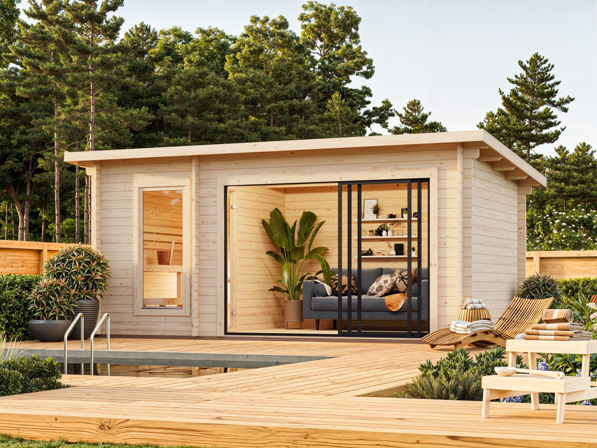 Palmako Saunahaus Sanna 12,8 m² Slide Plus