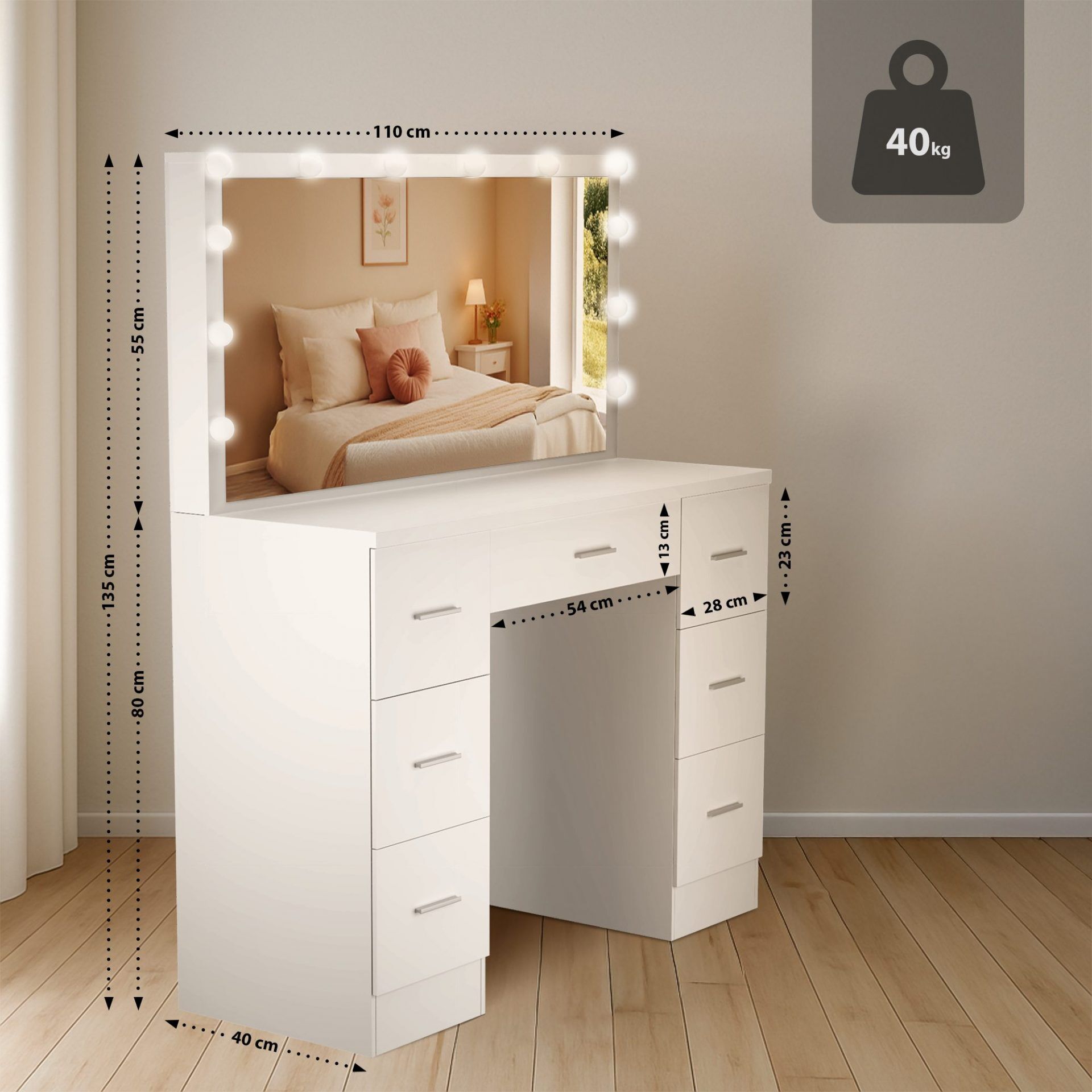 Schminktisch Ginny, weiß