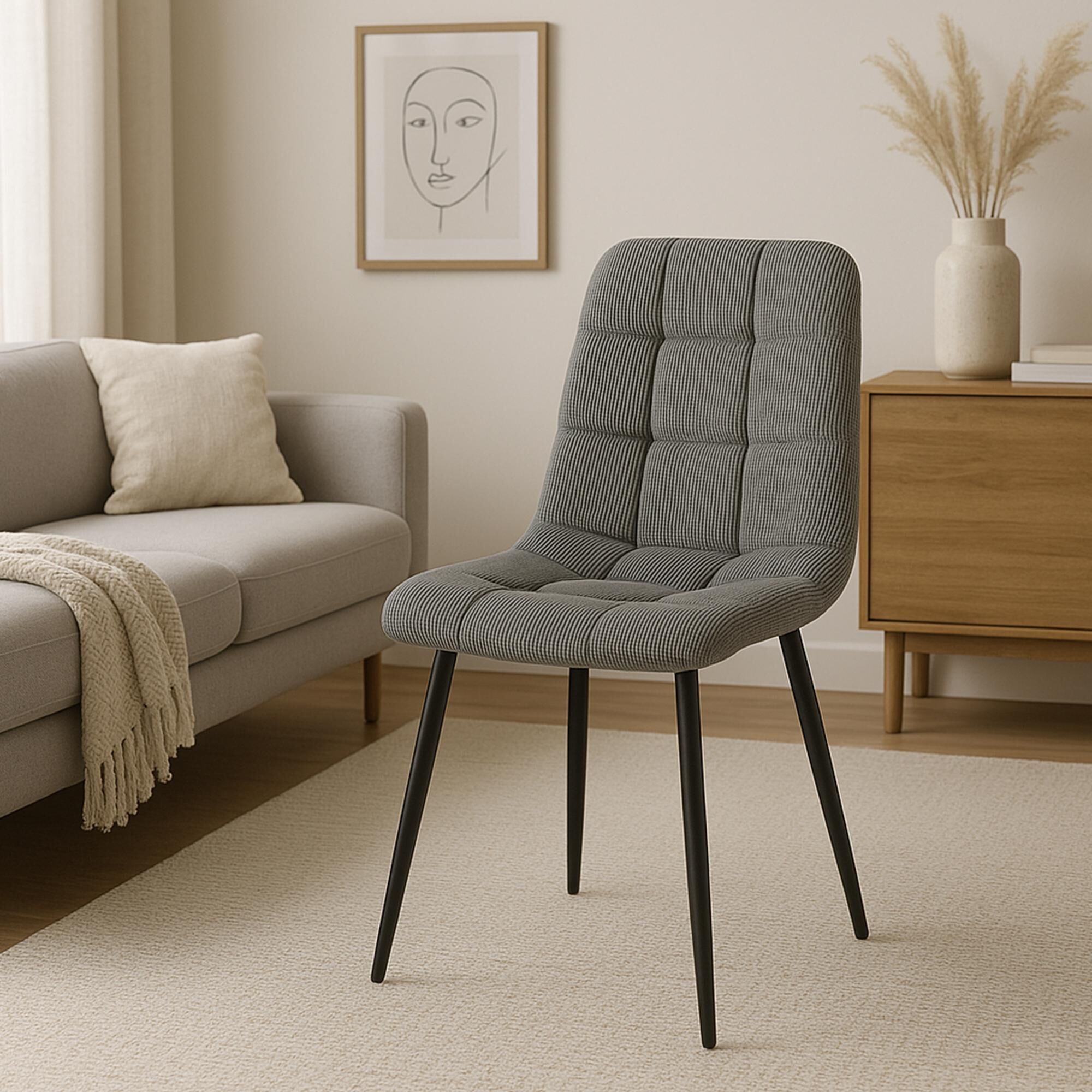 2er Set Esszimmerstuhl Tilde Cord, grau