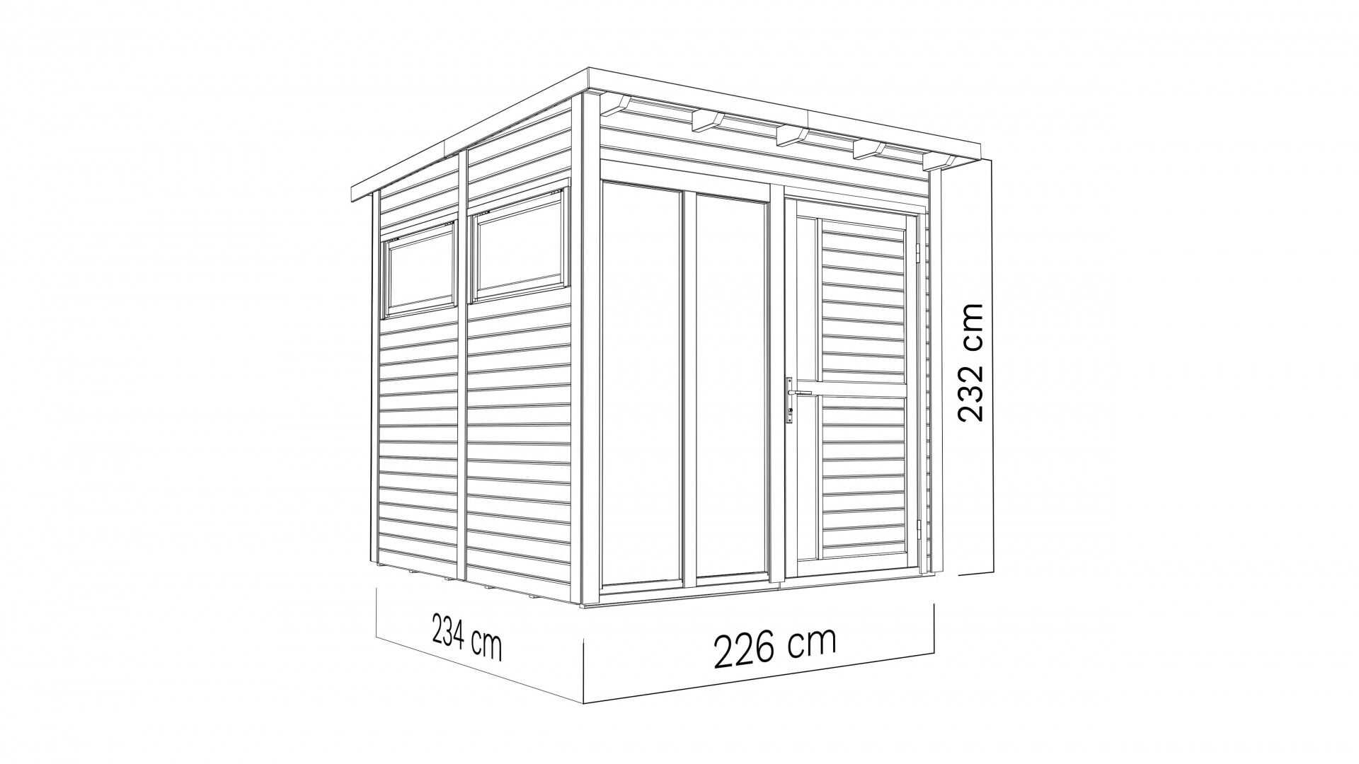 Gartenhaus Holz Pentus 2 Office naturbelassen 223 x 230 cm