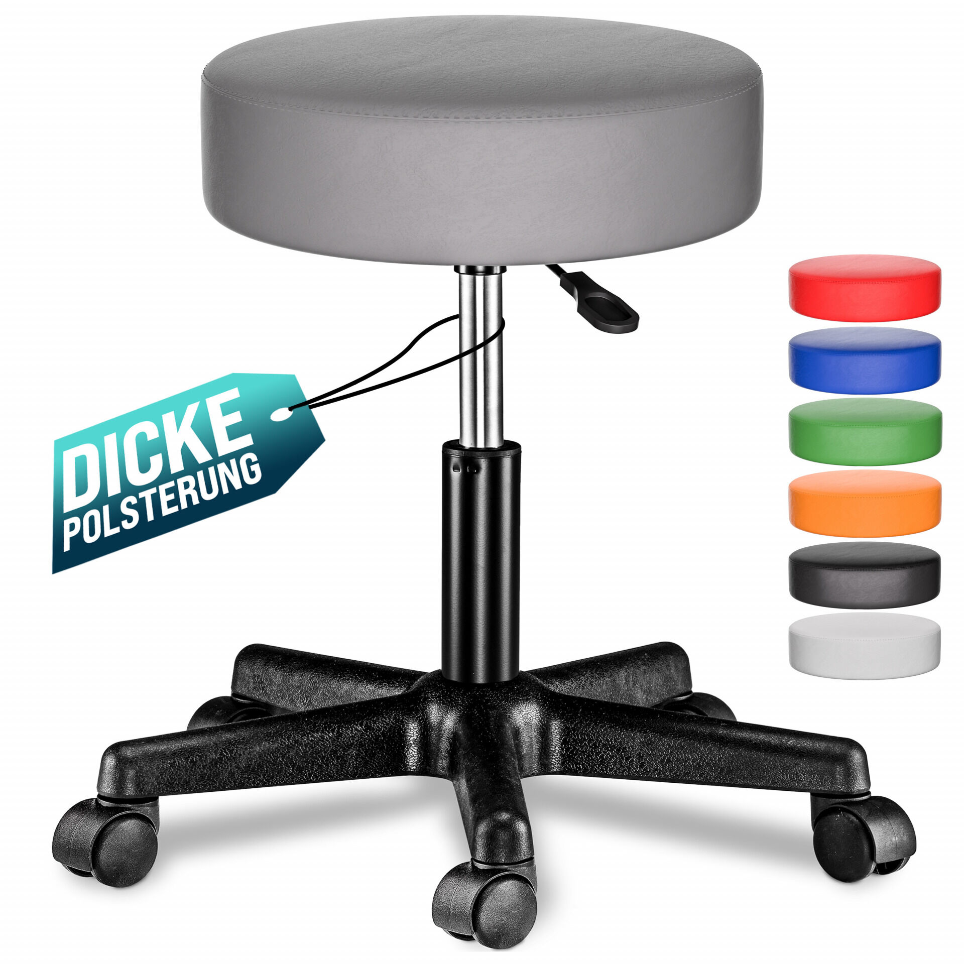 664740 Rollhocker Kunstleder Grau 360° drehbar