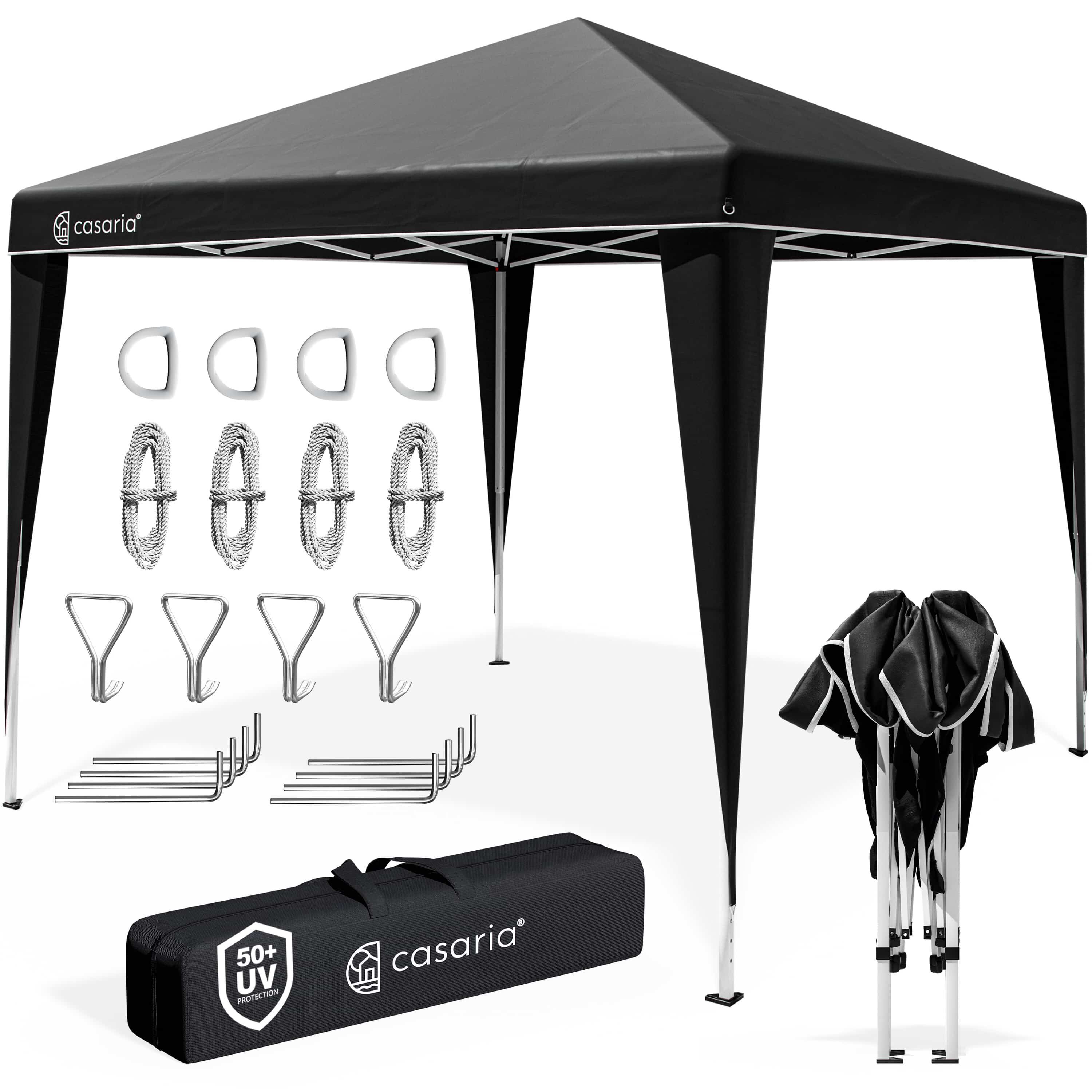 Faltpavillon 3x3m Pop-Up Schwarz Schnellaufbau UV-Schutz 50+ wasserdicht stabil