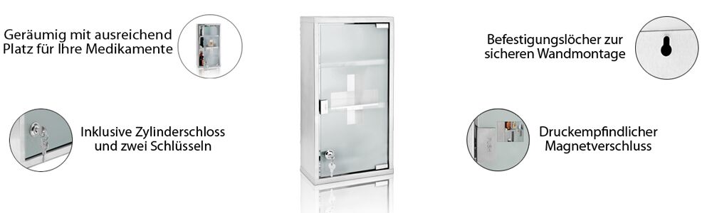 Erste Hilfe-Medizinschrank groß mit Schlüssel