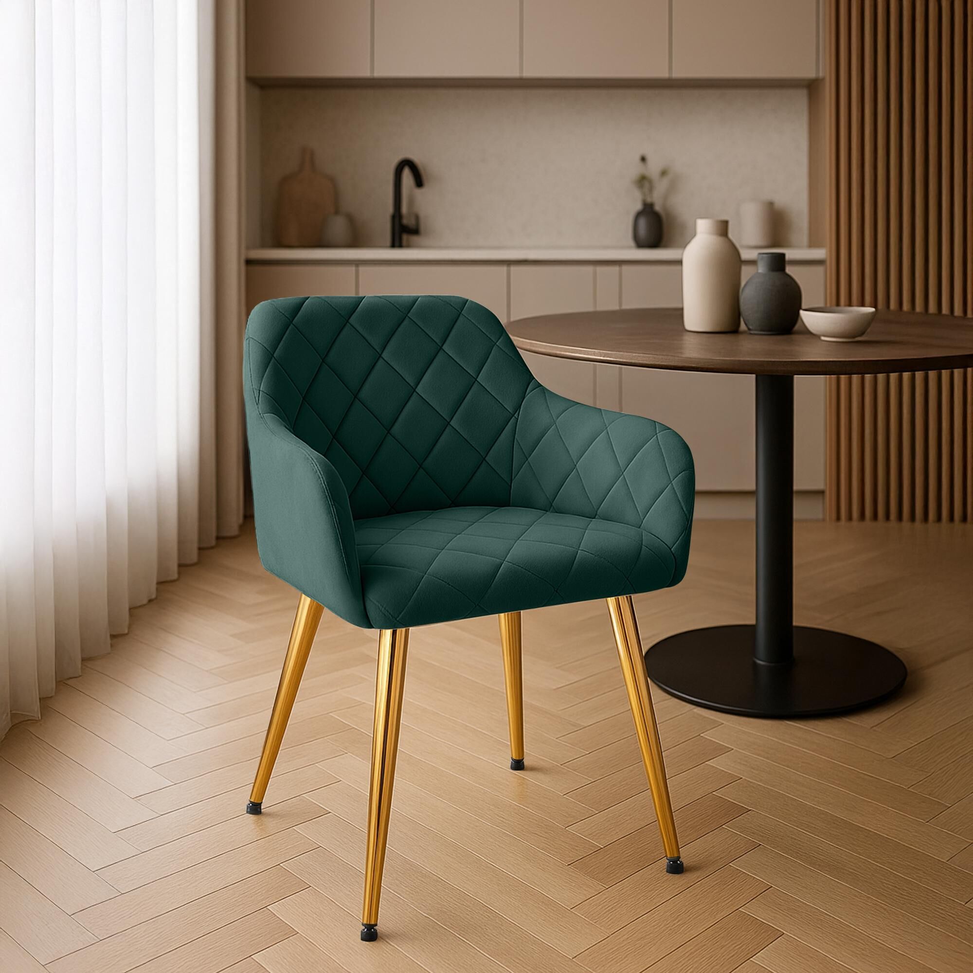 2er Set Esszimmerstuhl Monett Samt G, grün