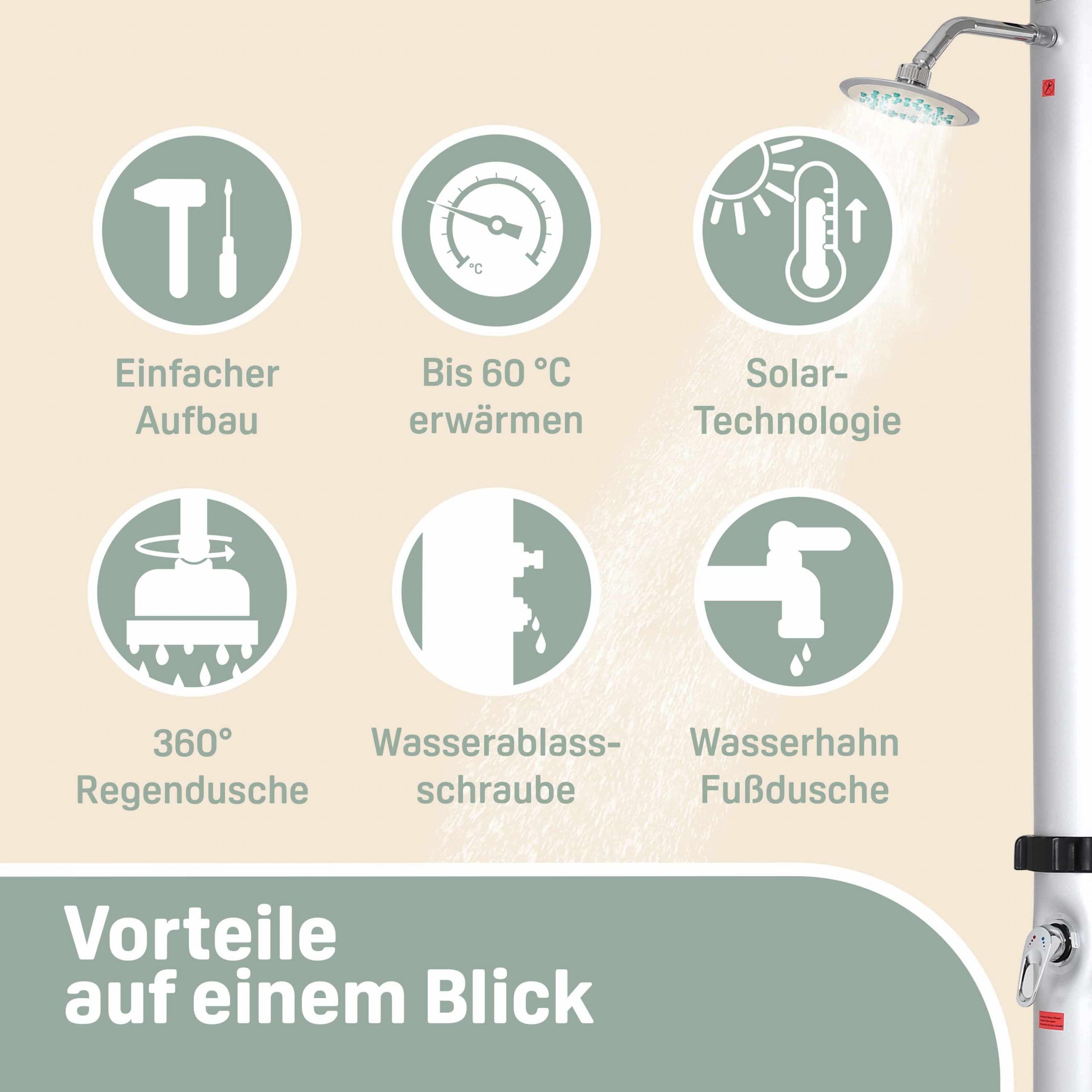 Solardusche Silber/Schwarz 35L