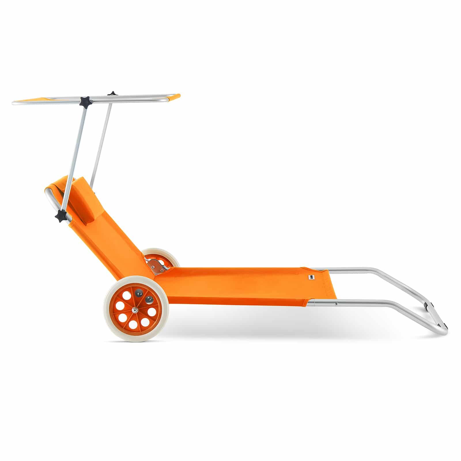 Gartenliege Kreta Orange Alu mit Rollen