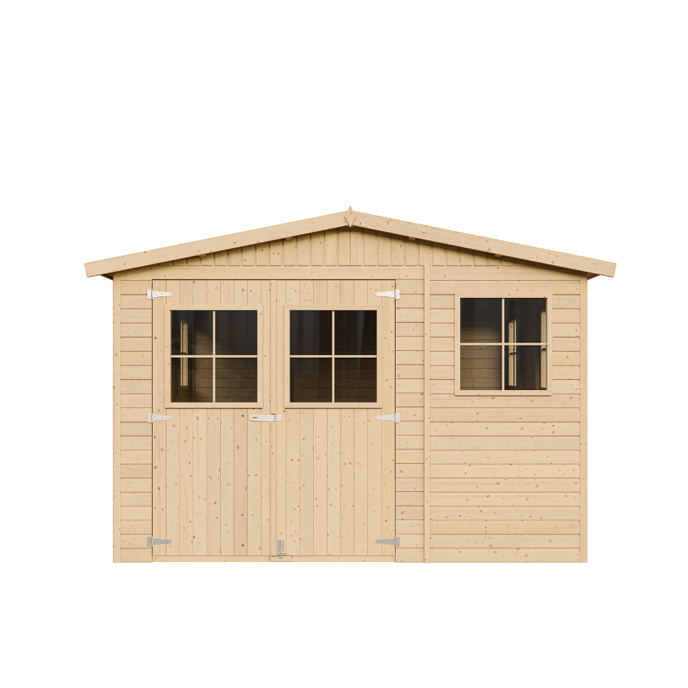 Gartenhaus Moritz M336+M336G mit Boden – Holz Gerätehaus 303 x 395 cm – 12 m2