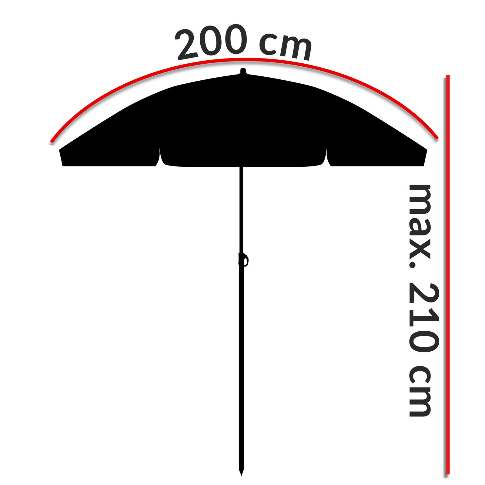Sonnenschirm Crete Anthrazit 200cm UV-Schutz 50+ Neigefunktion