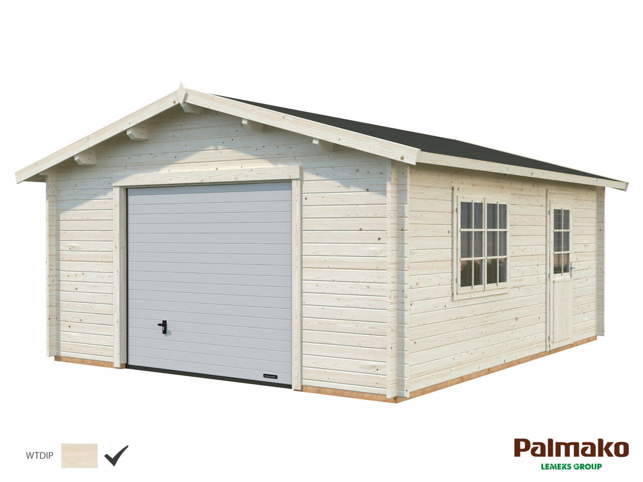 Palmako Holzgarage Roger 23,9 m² mit Sektionaltor