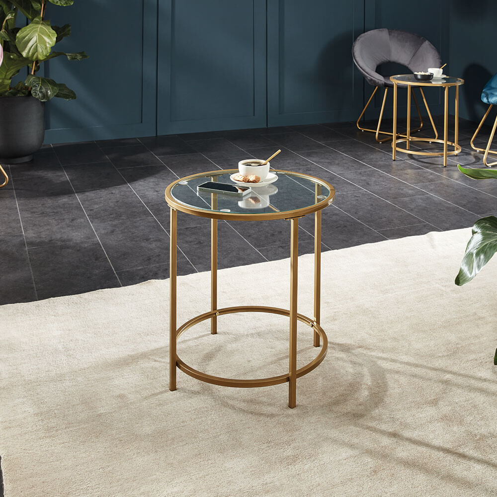 Beistelltisch Glas MASEI - 50 x 50 cm Gold
