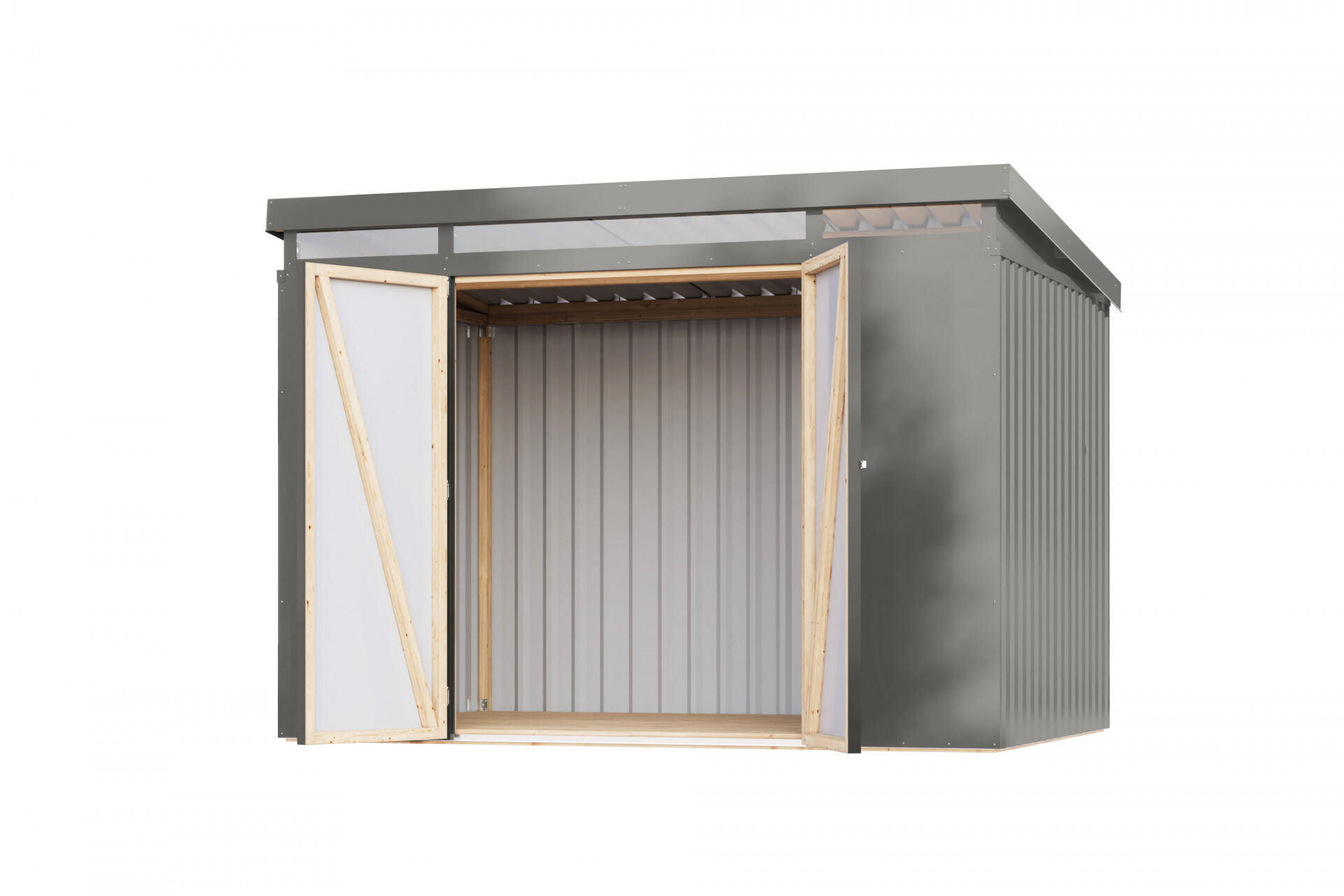 Karibu Pultdach Metall Gartenhaus Iridium 3, graualuminium