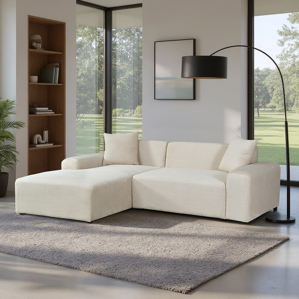 Ecksofa AMELIO Cord Beige Links - 240 x 178 cm