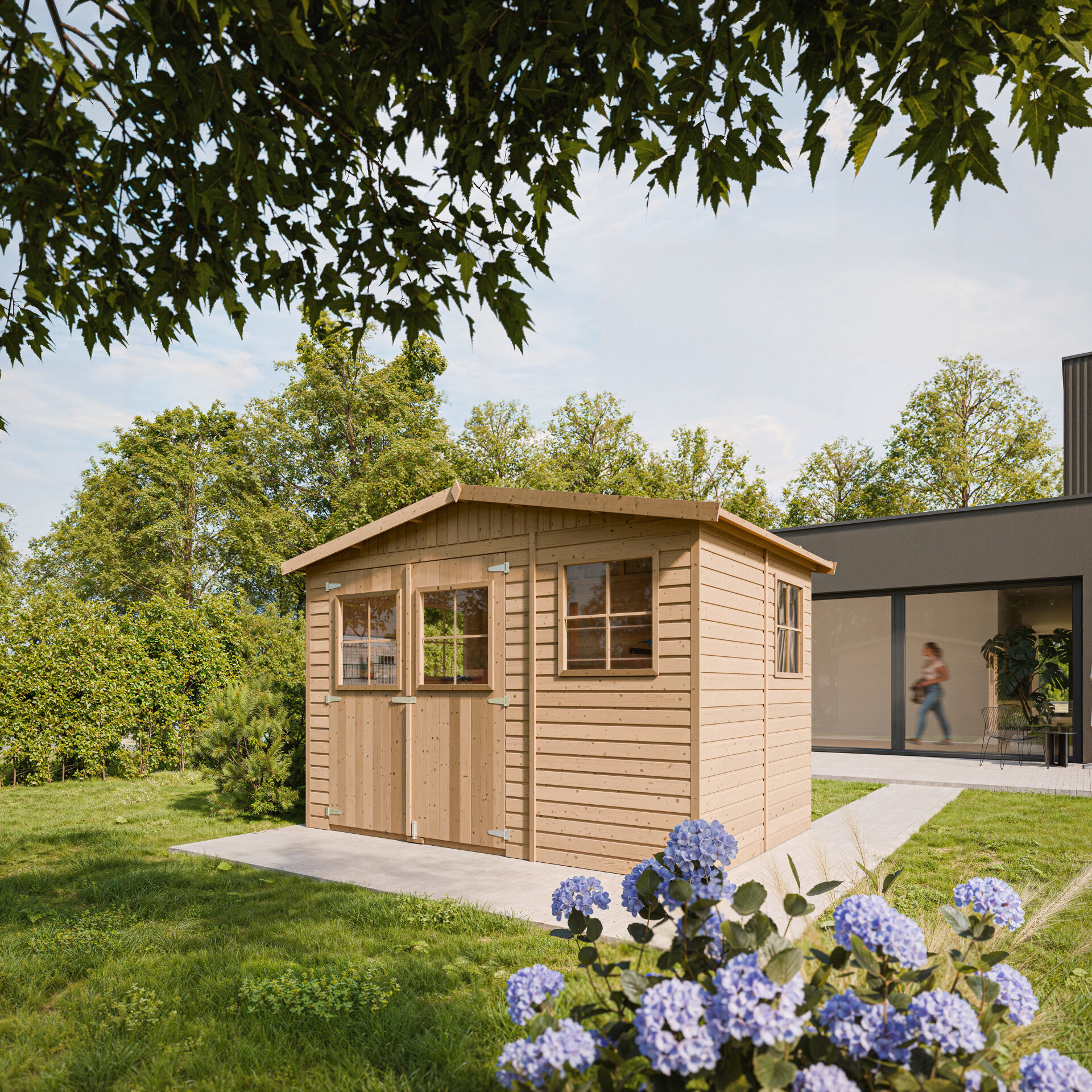 Gartenhaus Karl M334+M334G mit Boden – Gerätehaus Holz 303 x 199 cm – 6 m2