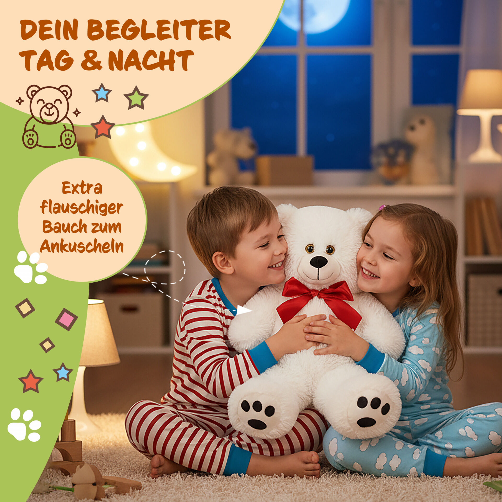 Plüschtier Teddybär L Weiß 50cm