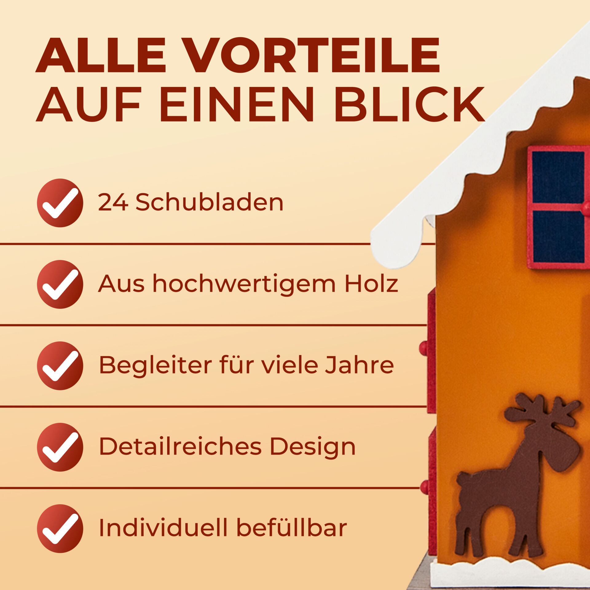 Adventskalender Winterhäuschen MDF