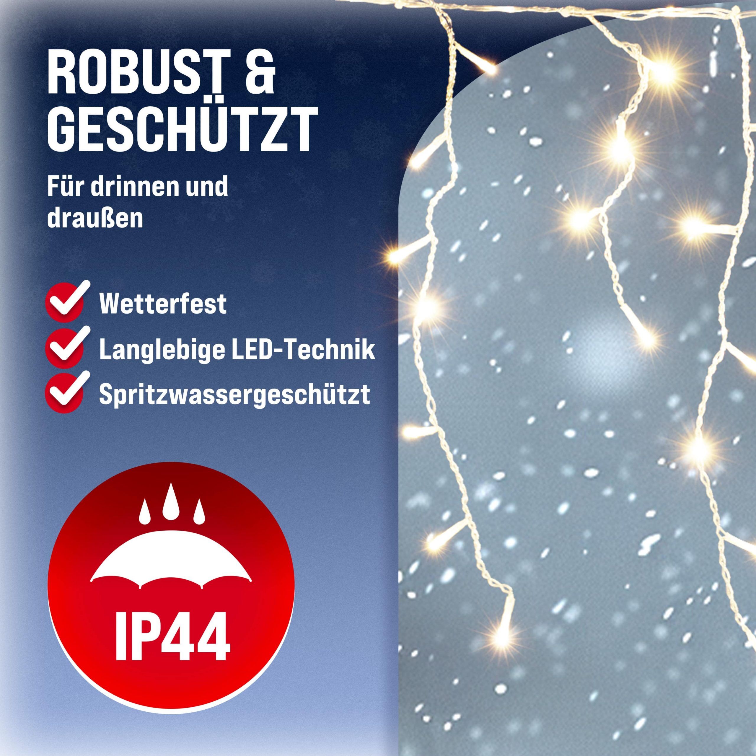 Regenlichterkette LED Warmweiß 15m
