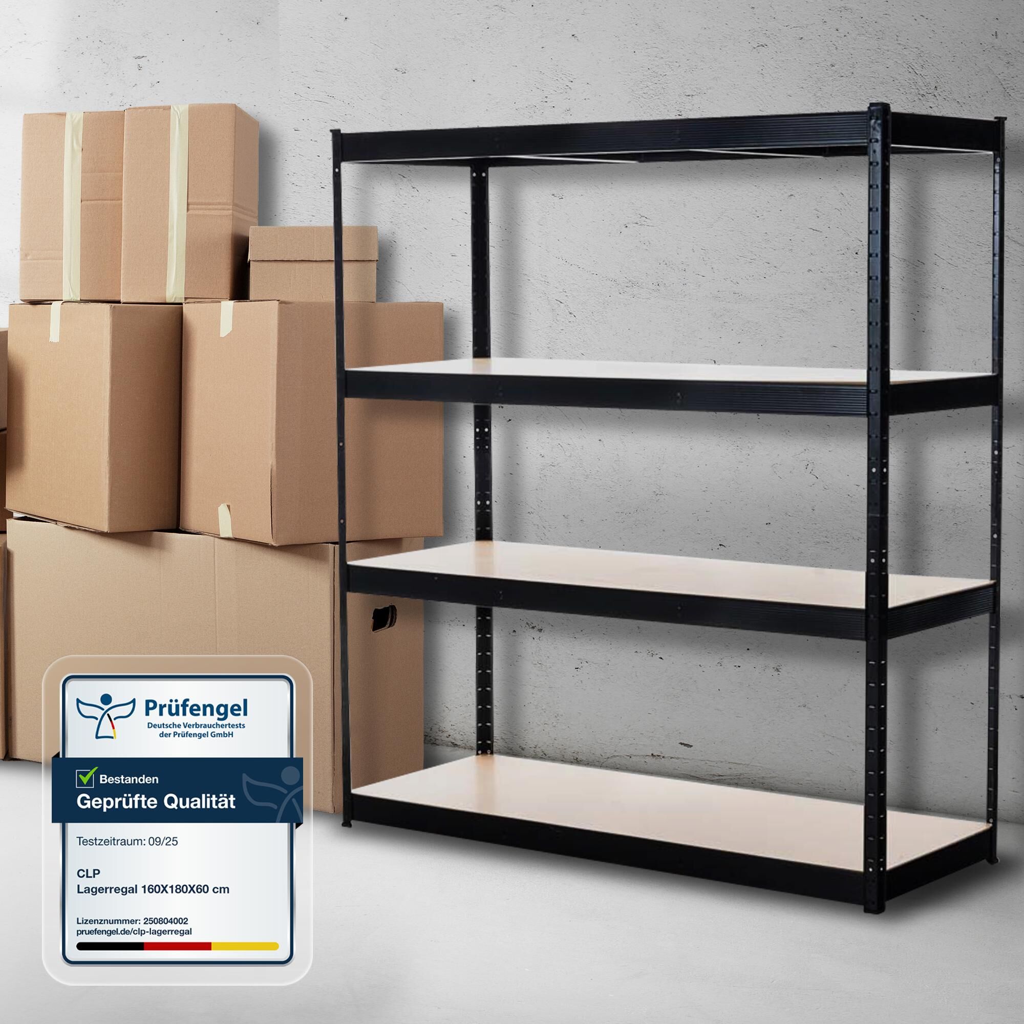 Lagerregal 160x60x180 cm, schwarz