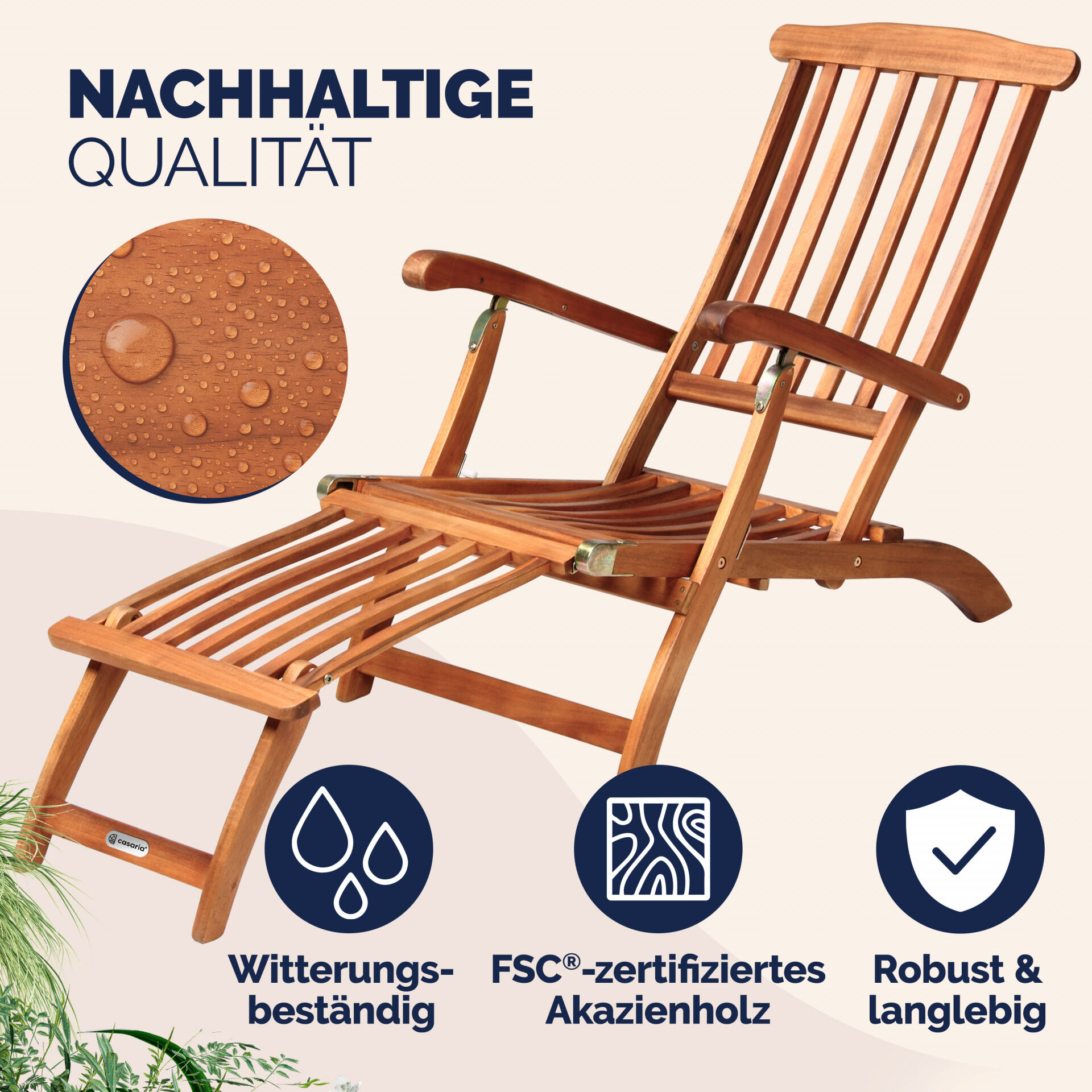 Gartenliege Queen Mary® Akazienholz FSC®-zertifiziert 169x54x95cm