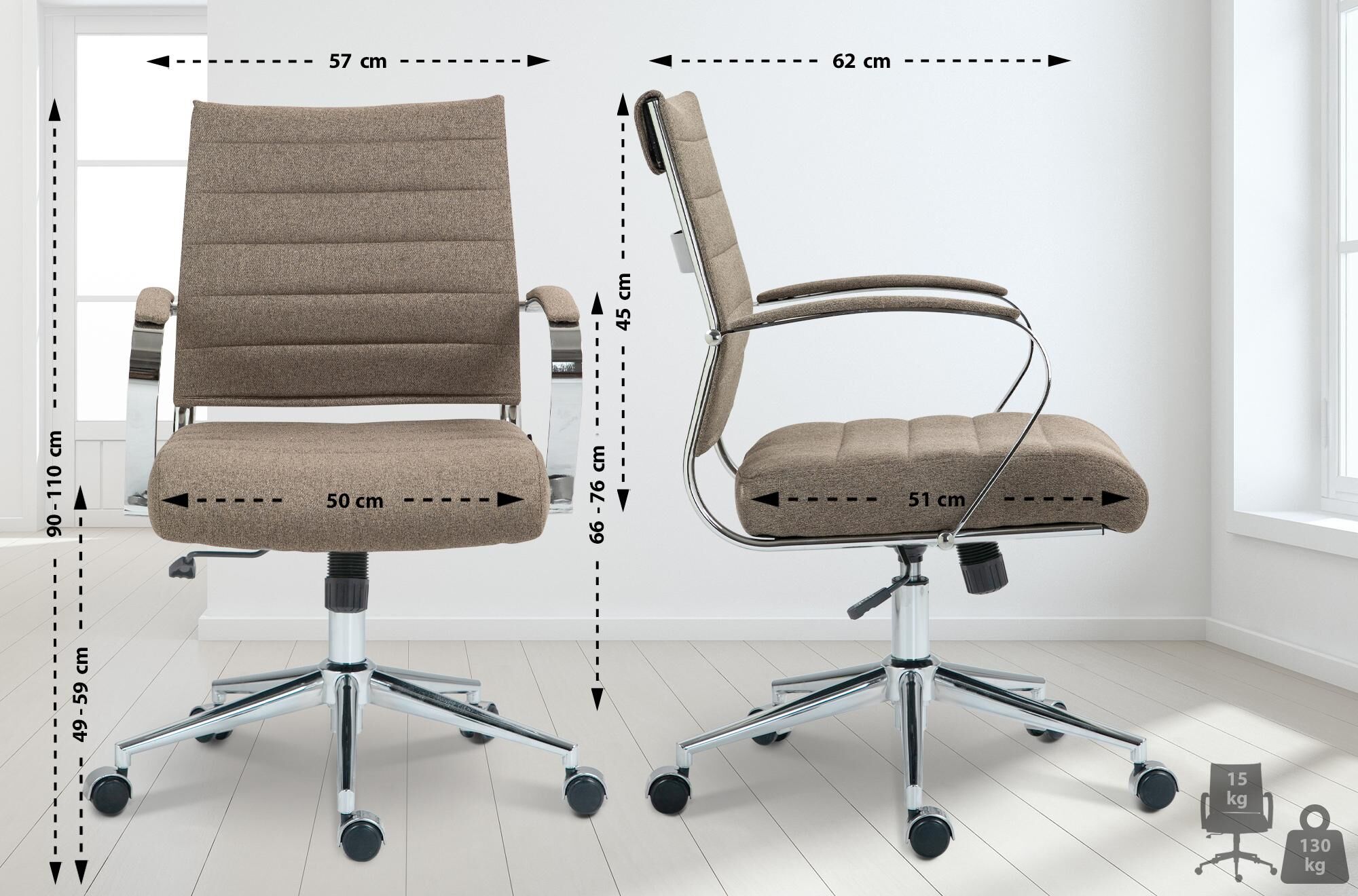 Bürostuhl Oakland Stoff, taupe