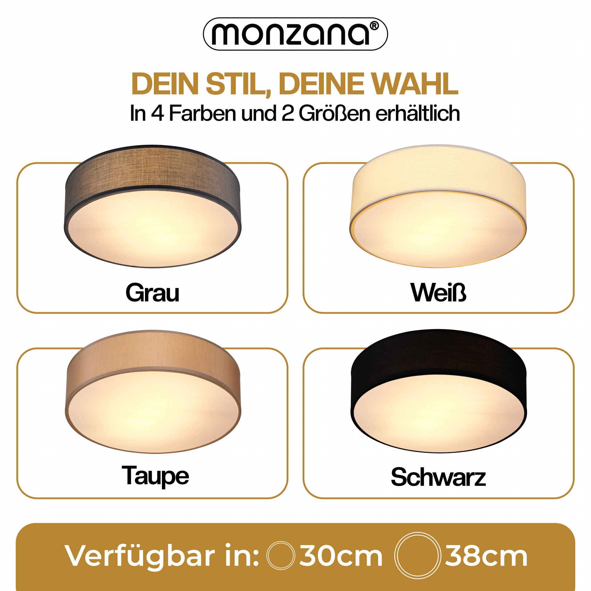 Deckenlampe Grau Stoff Ø38cm