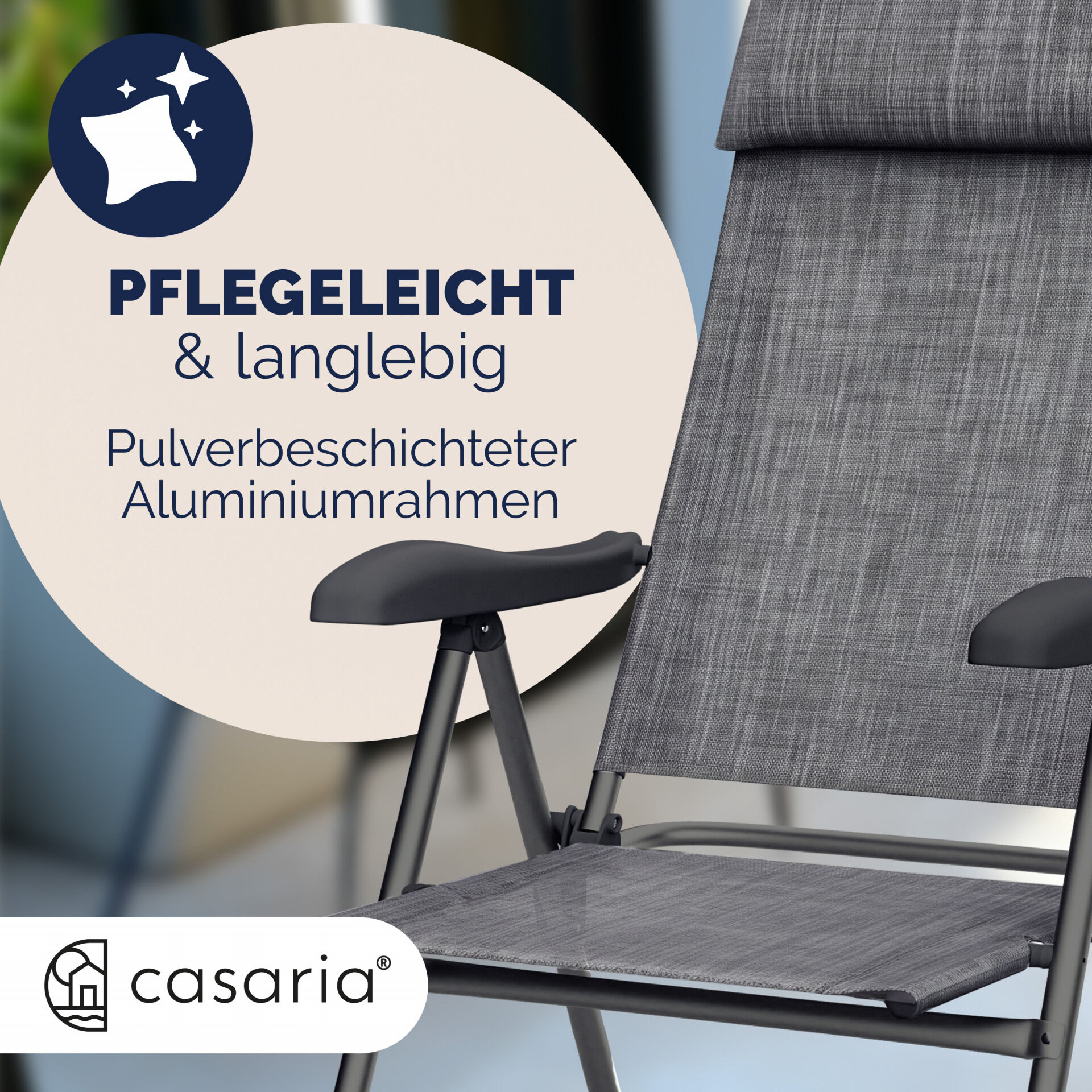 Gartenstuhl klappbar 4er-Set Grau meliert Alu Hochlehner verstellbar