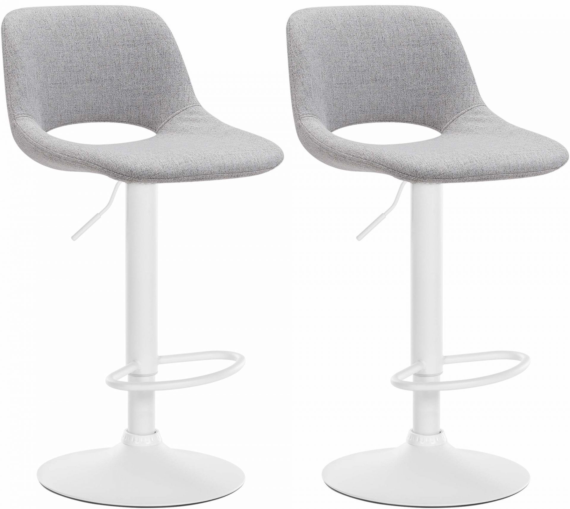 2er Set Barhocker Camden Stoff weiß, hellgrau