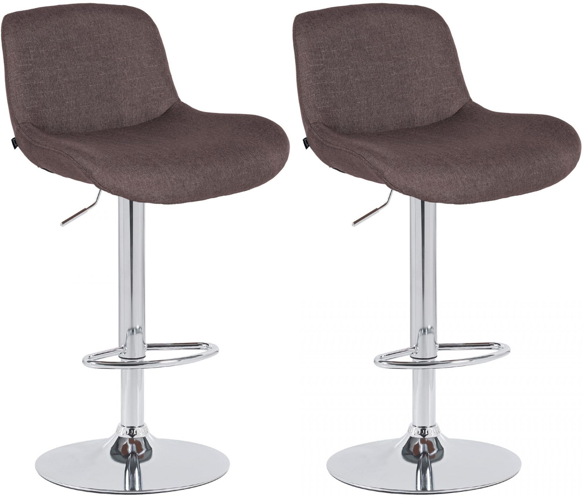 2er Set Barhocker Solon Chrom Stoff, dunkelbraun