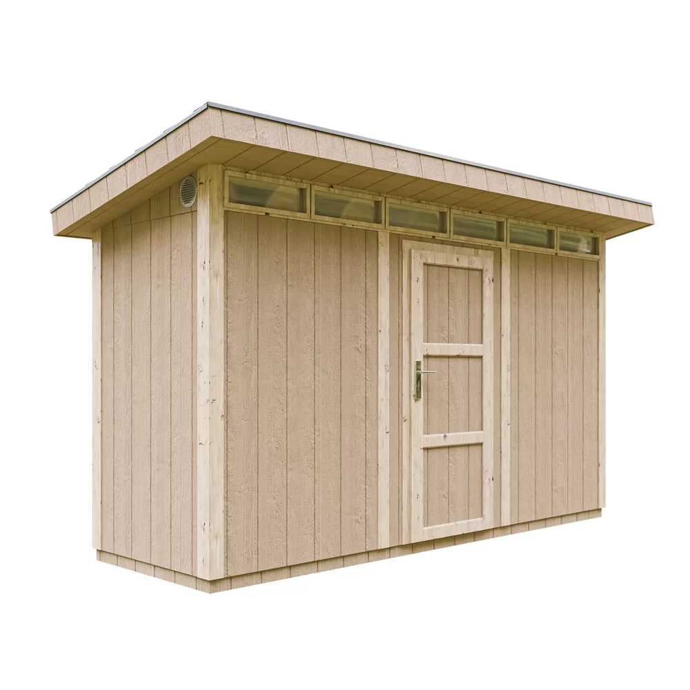 Pultdach Gartenhaus Norge 2 mit LP® SmartSide® M902 – 368 x 118 cm – 4 m2