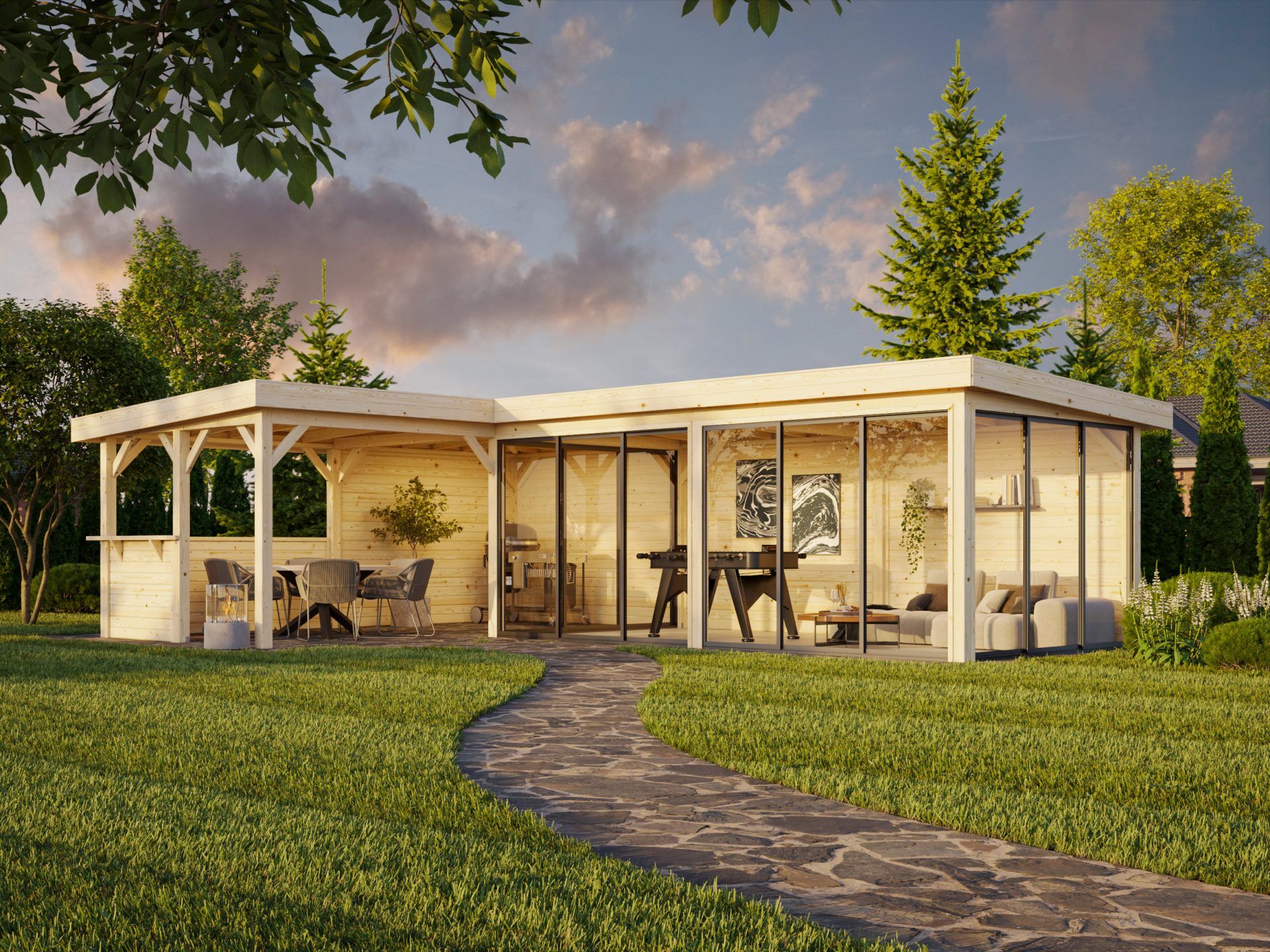 Palmako modernes Gartenhaus Lenna 33,2 m2 Set 421 Slide