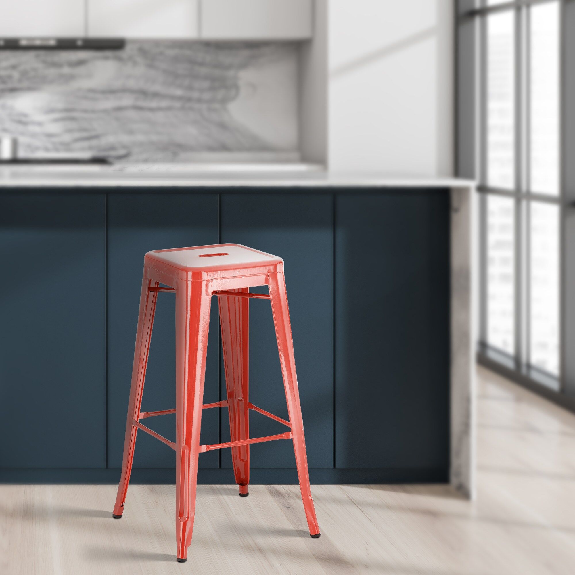 4er Set Barhocker Joshua, rot