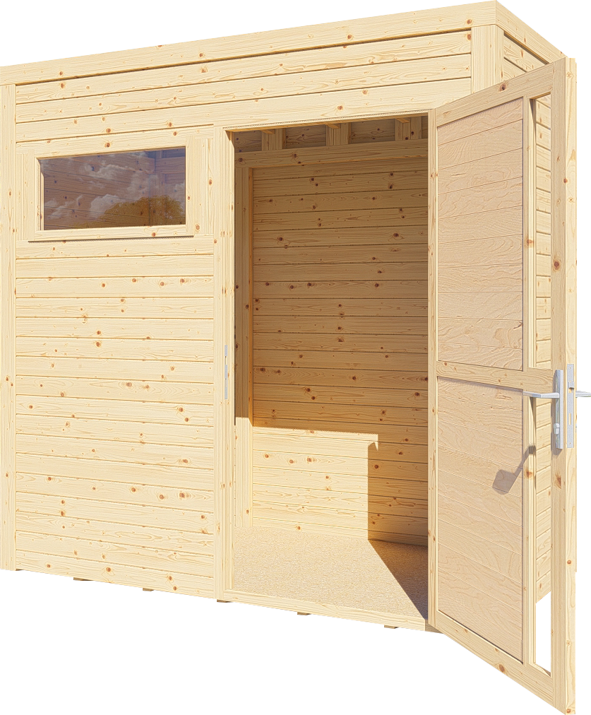 Gartenhaus Cubus 1 naturbelassen 234 x 115 cm