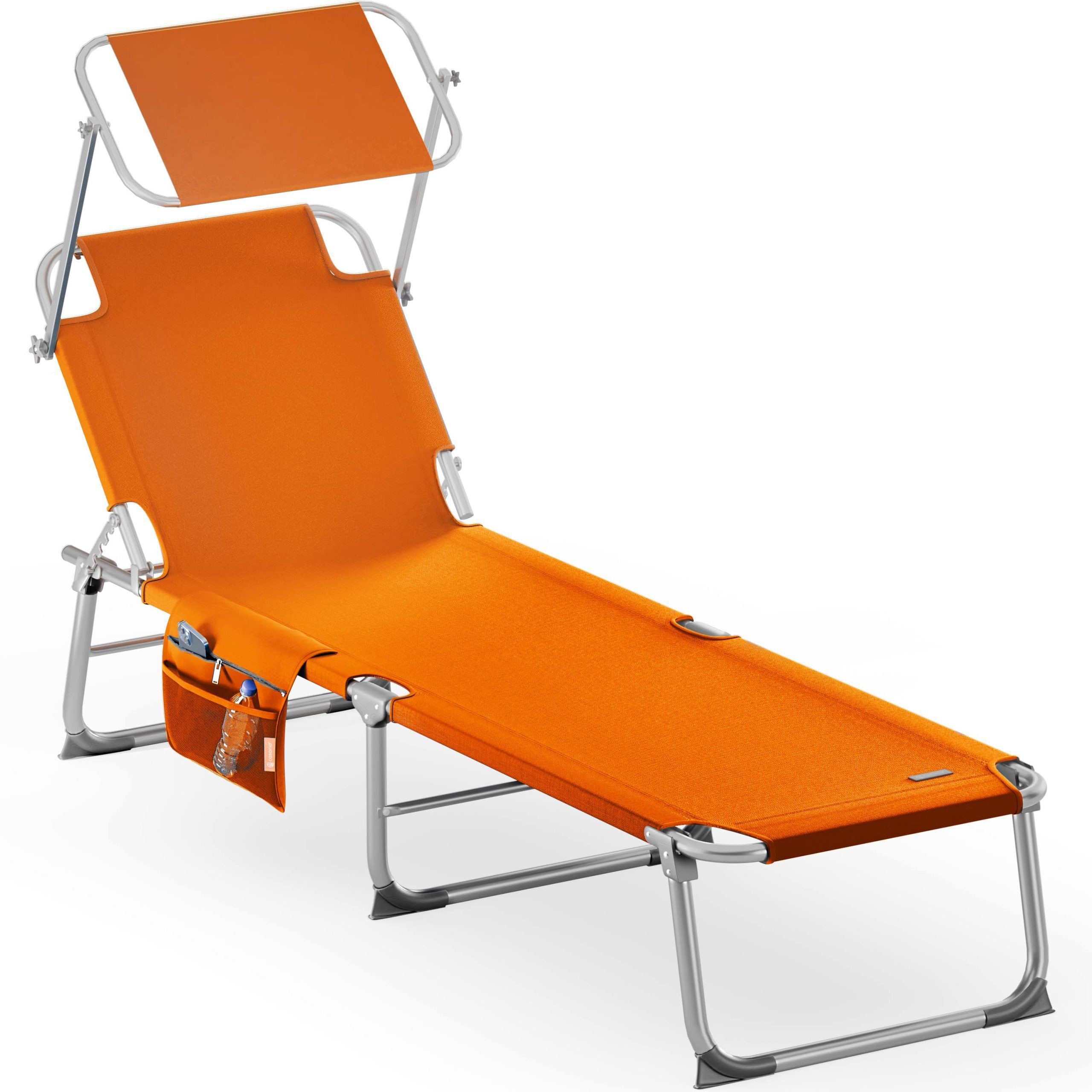 Gartenliege Ibiza Orange 190x59x29cm Alu Sonnendach