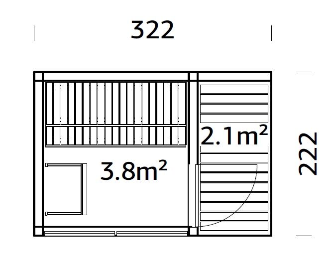 Palmako Saunahaus Sarah 3,8+2,1 m2