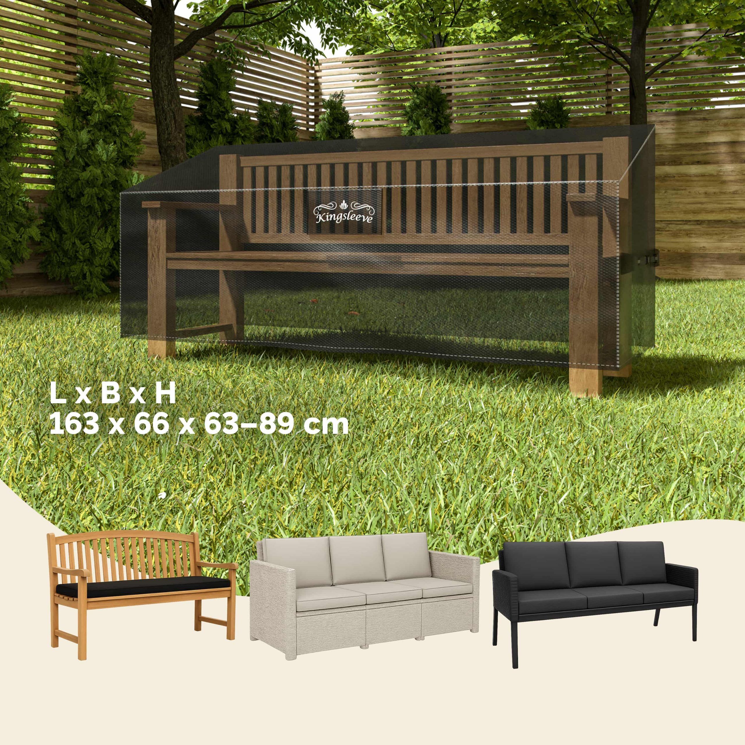 Abdeckplane Gartenbank Anthrazit 163x66x63/89cm 9100mm Wassersäule