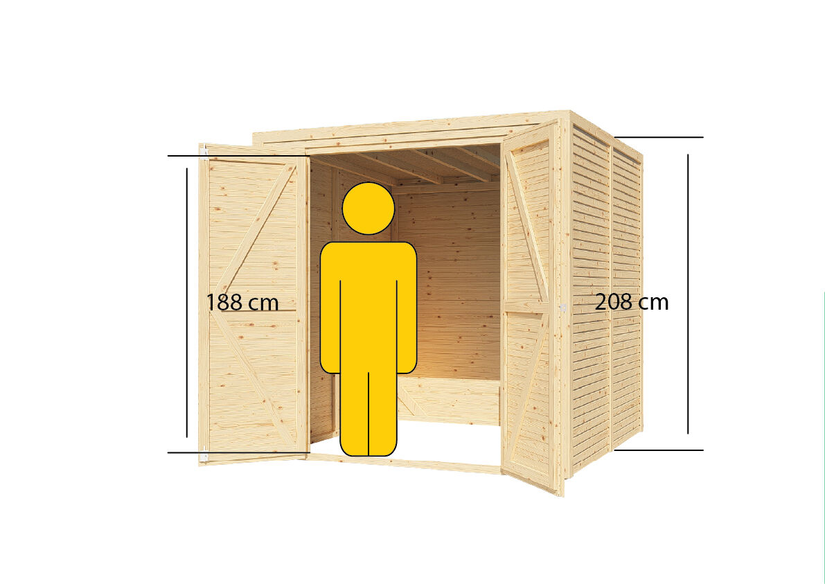 Gerätehaus Holz Box 3 hellgrau 207 x 201 cm