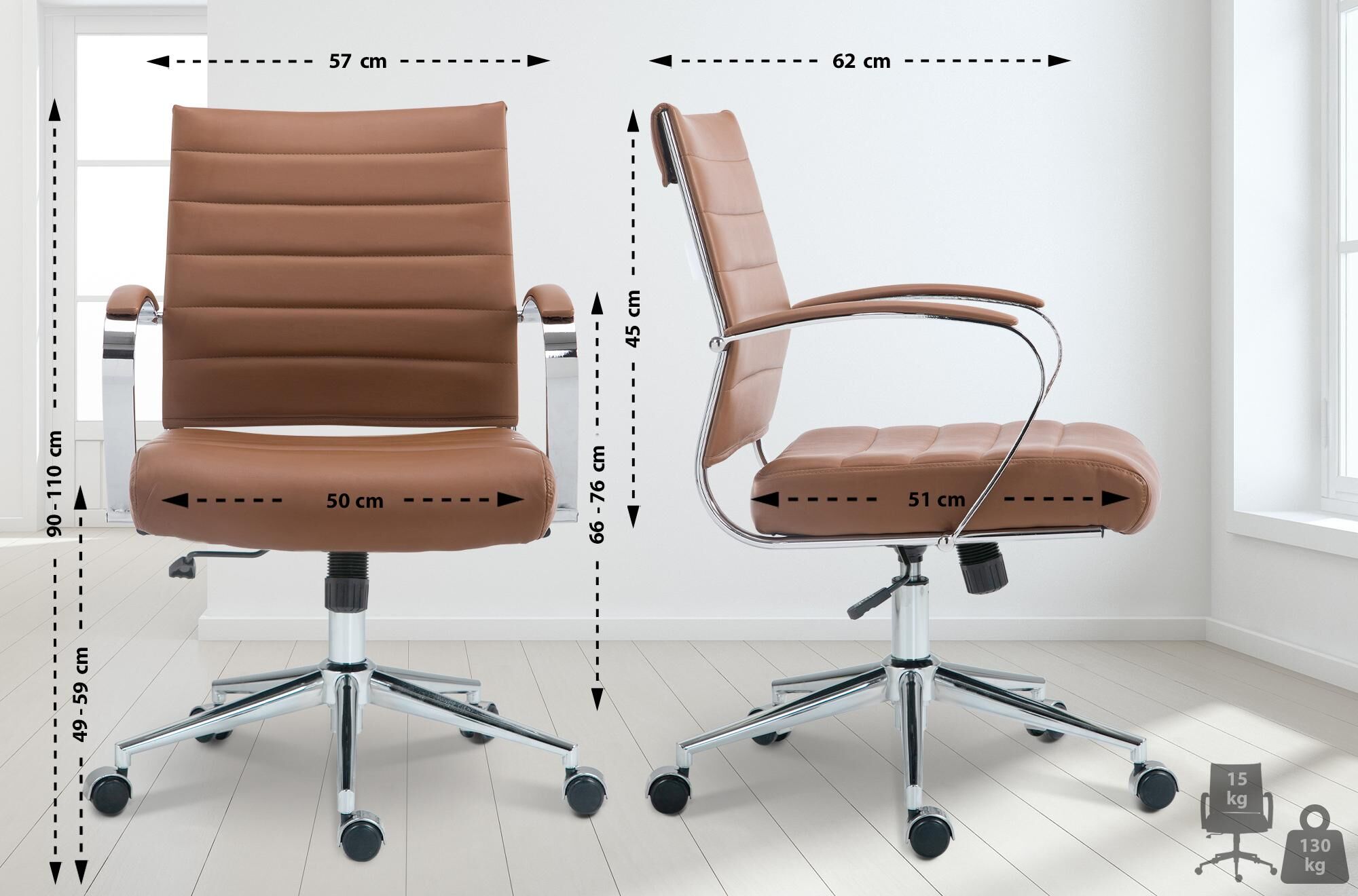 Bürostuhl Oakland Kunstleder, hellbraun