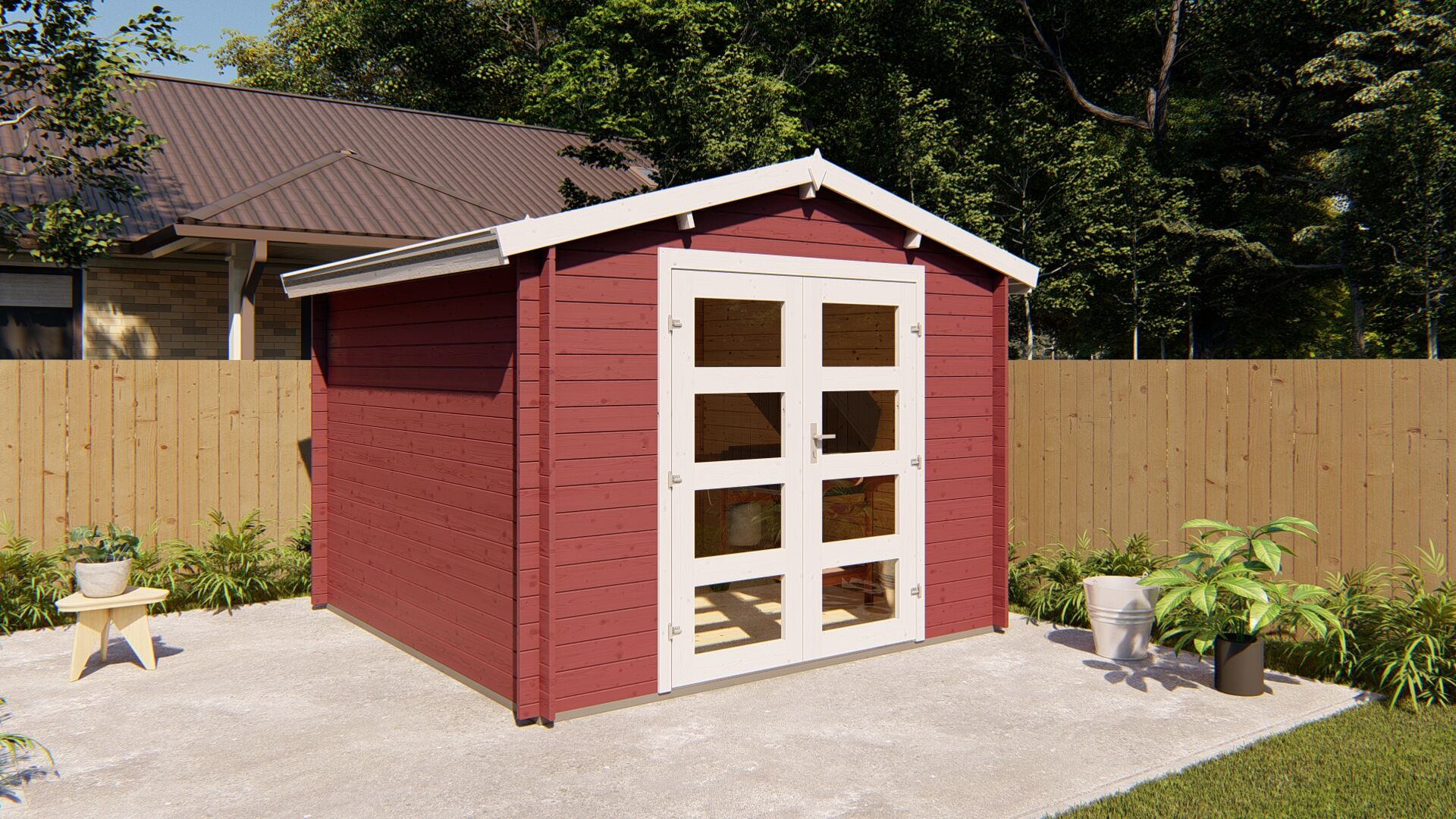 Gartenhaus 3×3 Funny 12 Holz Gartenhaus mit Doppeltür und Satteldach