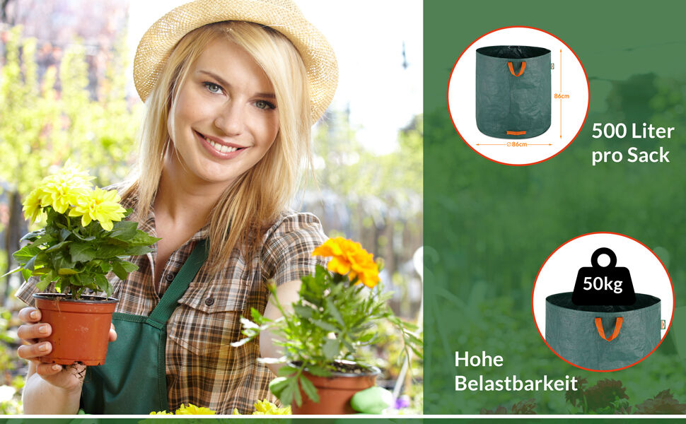 Gartenabfallsack 2er-Set Grün je 500 Liter